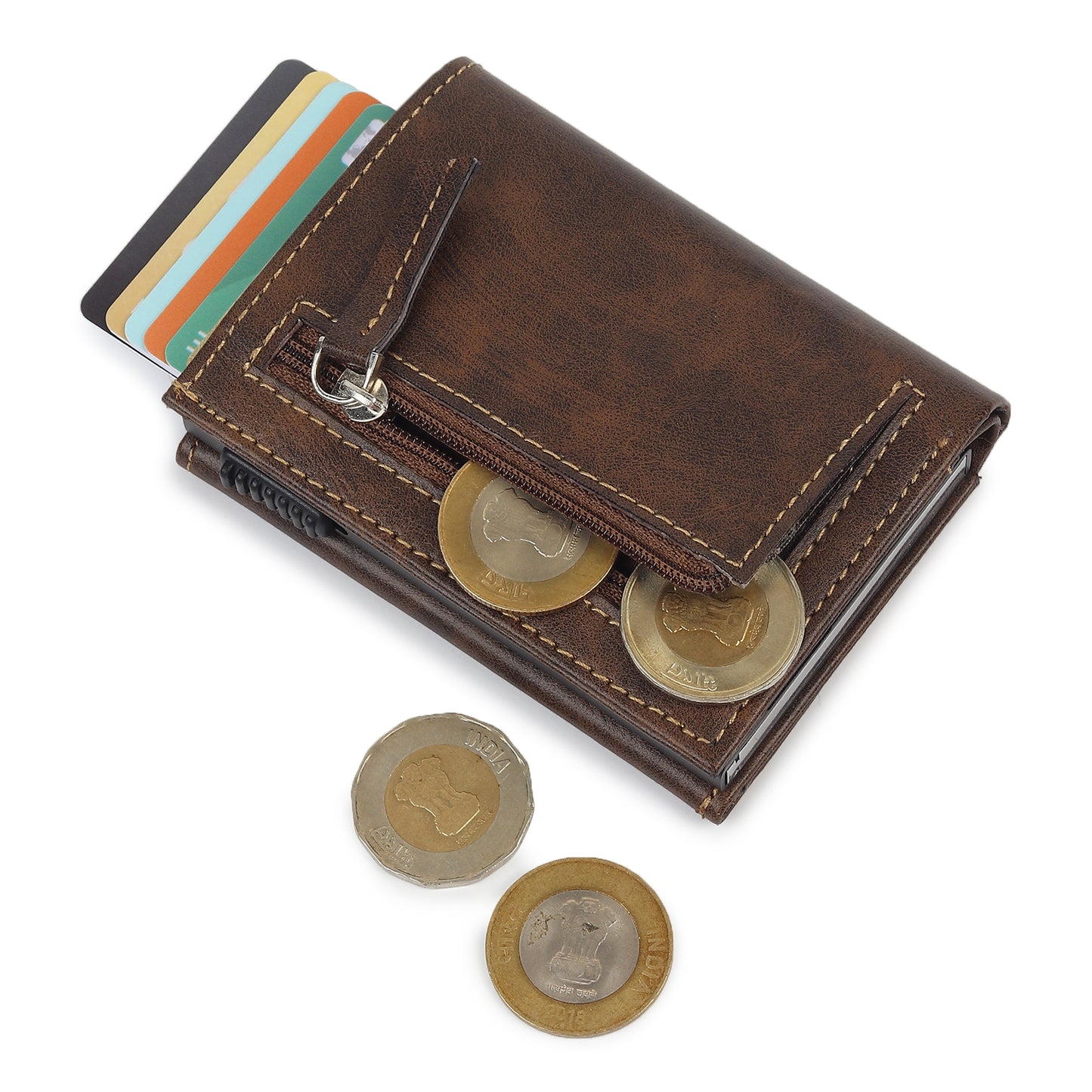 Highlark Brown Elite Pro SlideX RFID Protected Wallet Card Holder for Men