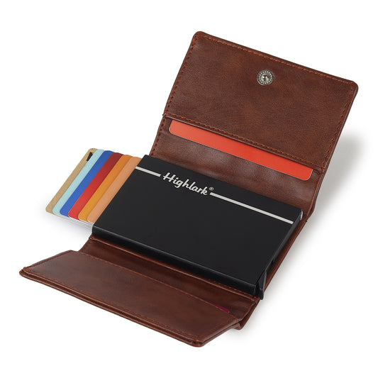 Highlark Brown RFID Pop-Up Leather Wallet Card Holder for Men