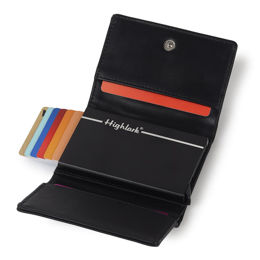Highlark Black RFID Pop-Up Leather Wallet Card Holder for Men