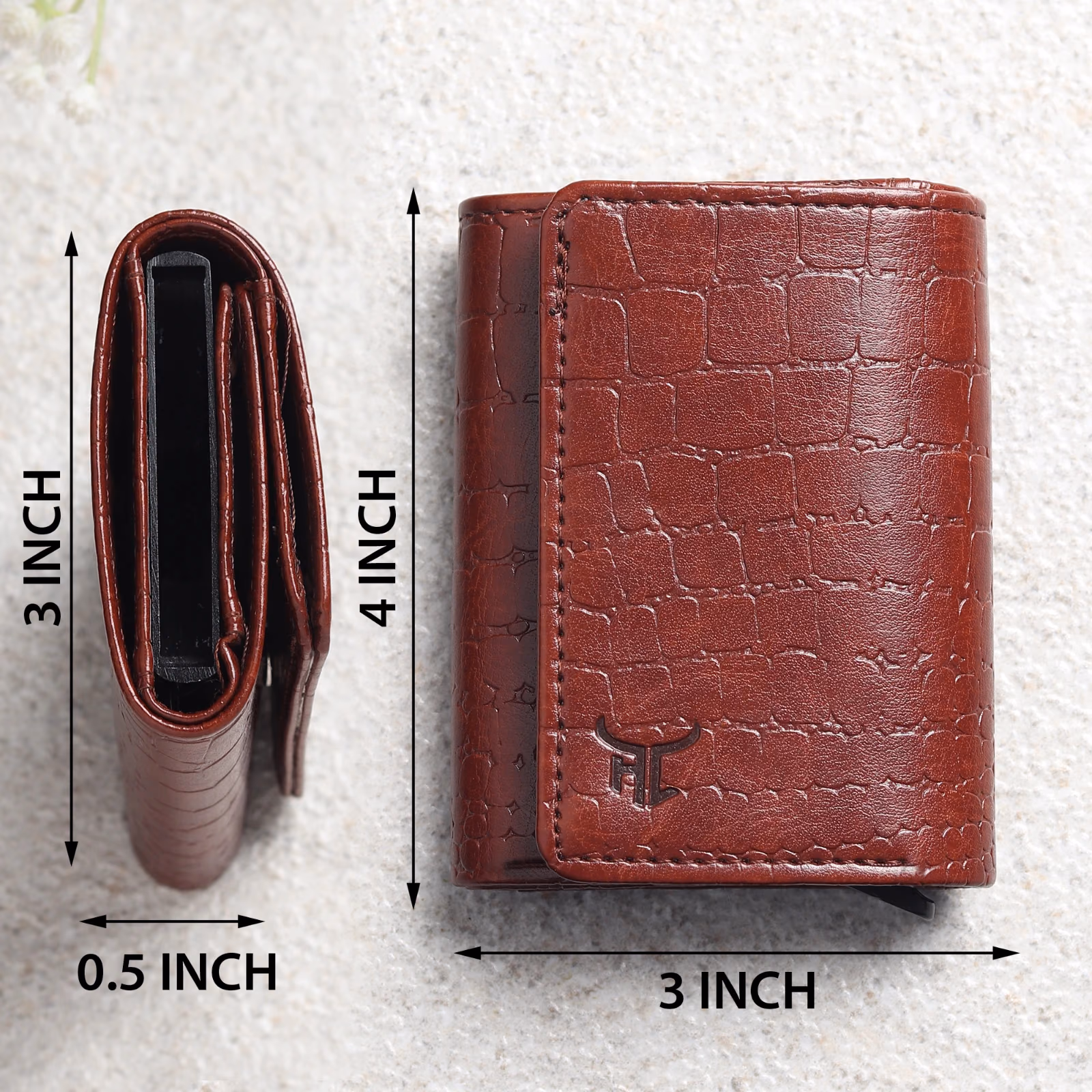 Highlark Premium Croco Leather Card Holder for Men | Pop-Up Aluminium Wallet | RFID Protected | Holds Up to 10 Cards 4