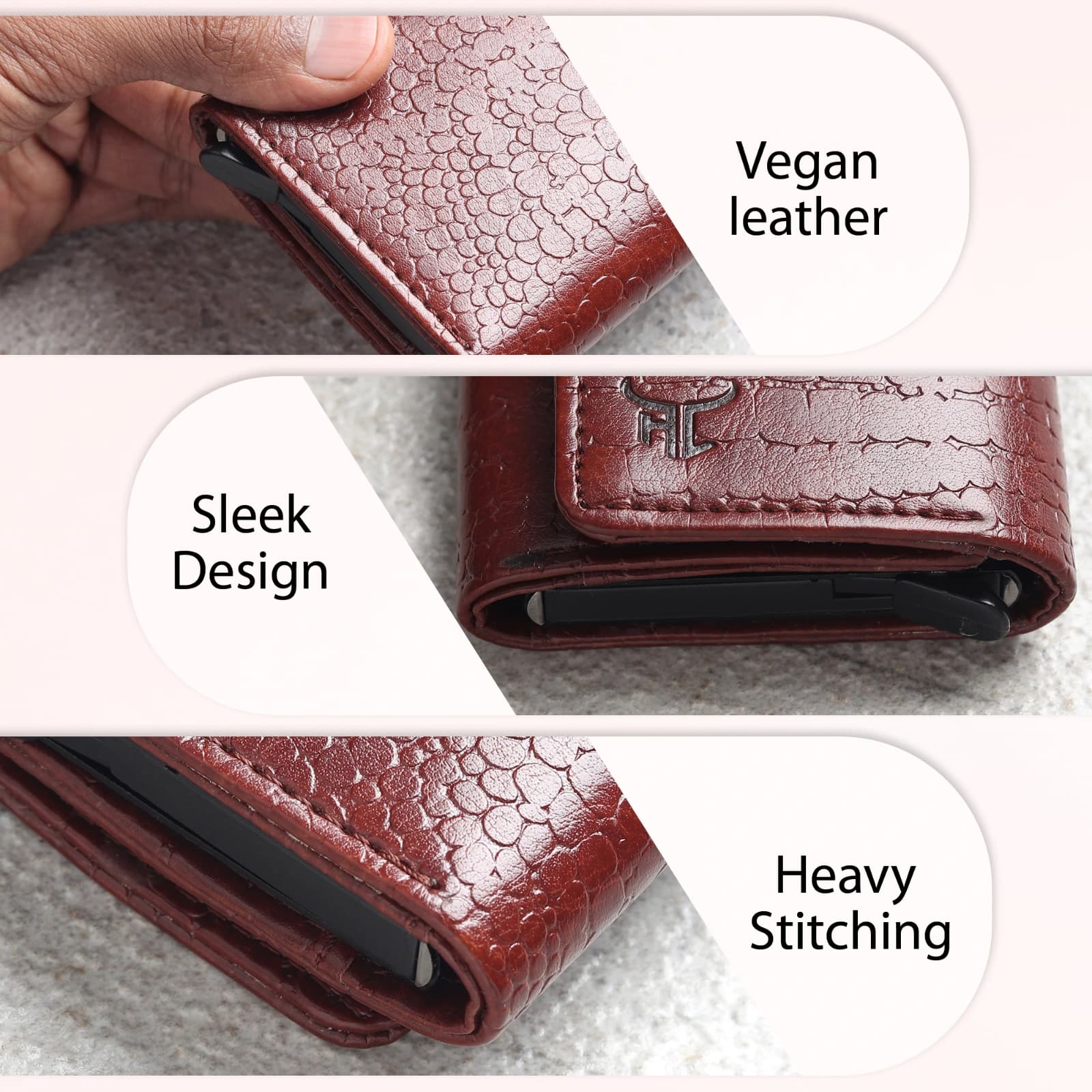 Highlark Premium Croco Leather Card Holder for Men | Pop-Up Aluminium Wallet | RFID Protected | Holds Up to 10 Cards 5