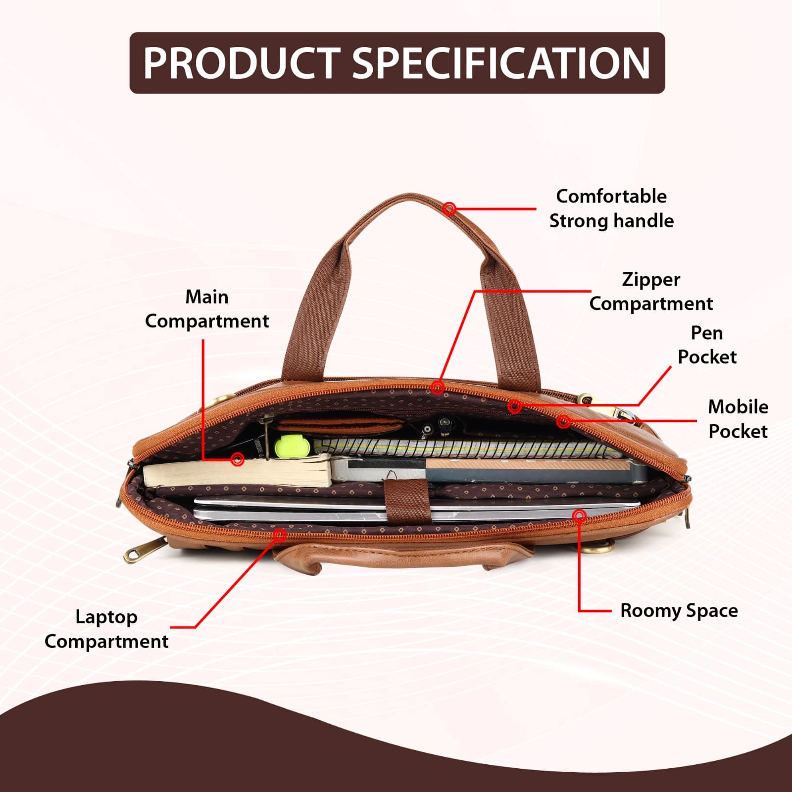 Highlark Premium Laptop Bag for Men & Women | 15.5 Inch Laptop Briefcase | Large Capacity Office Business Bag with Multiple Compartments, Adjustable Shoulder Strap & Trolley Sleeve 2