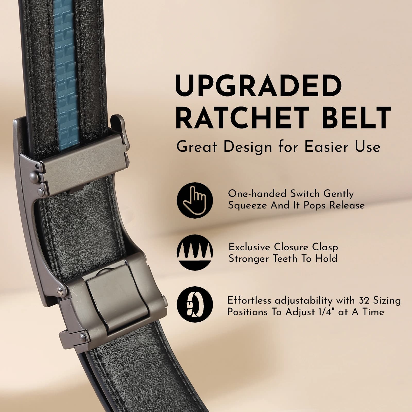 Highlark Premium Leather Belt for Men | Stylish Formal & Casual Belt with Stainless Steel Metal Buckle | Black Belt for Men 4