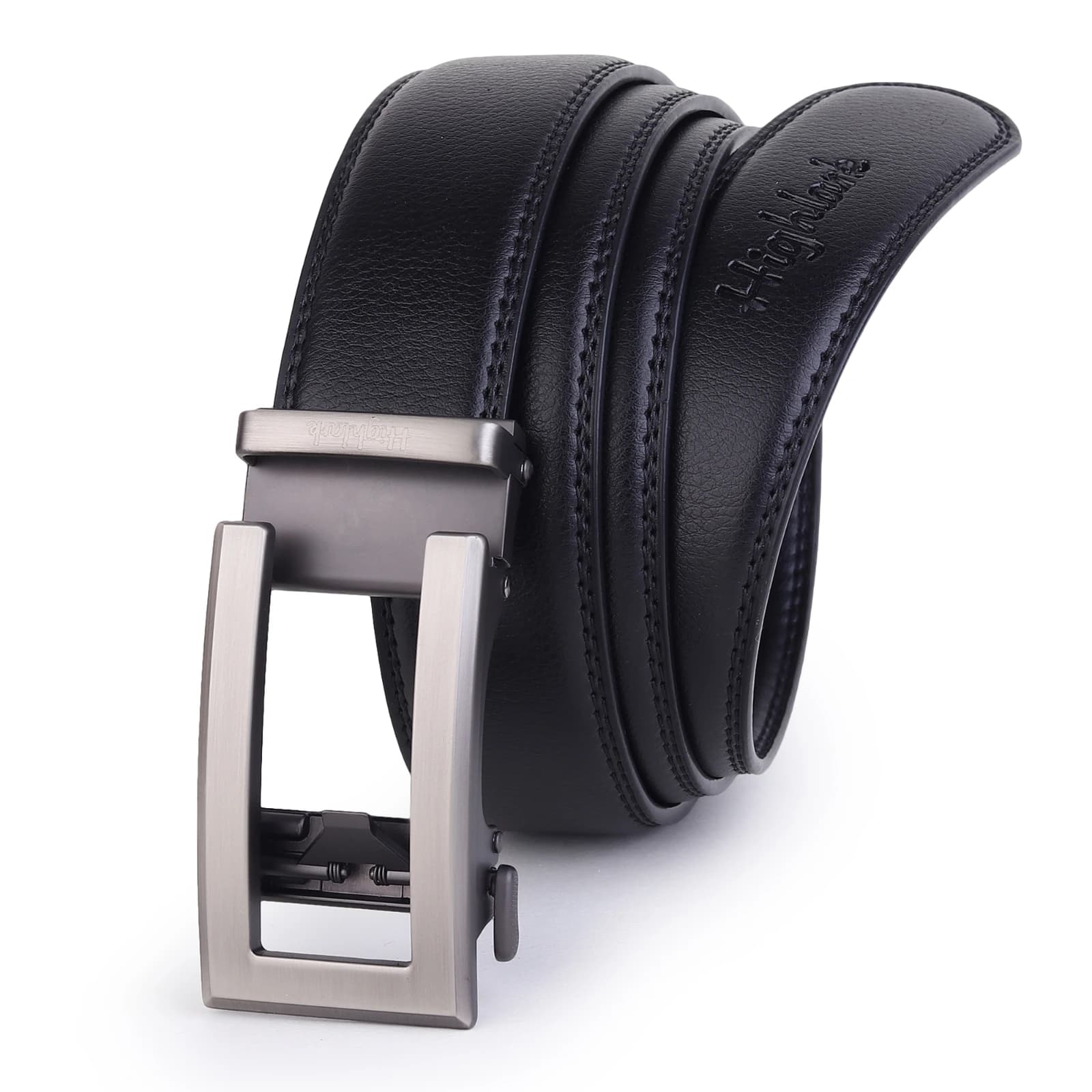 Highlark Premium Leather Belt for Men | Stylish Formal & Casual Belt with Stainless Steel Metal Buckle | Black Belt for Men 1
