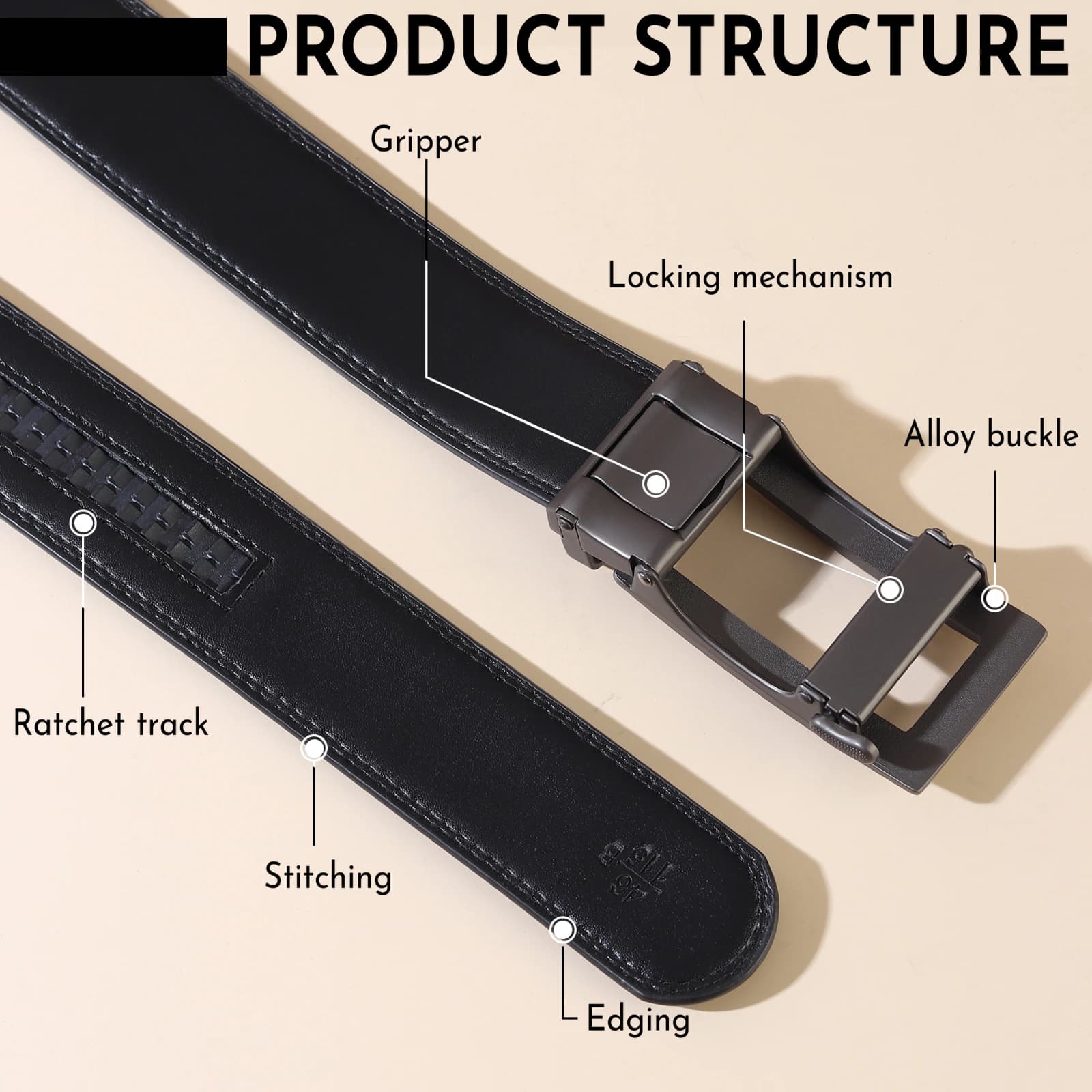 Highlark Premium Leather Belt for Men | Stylish Formal & Casual Belt with Stainless Steel Metal Buckle | Black Belt for Men 2