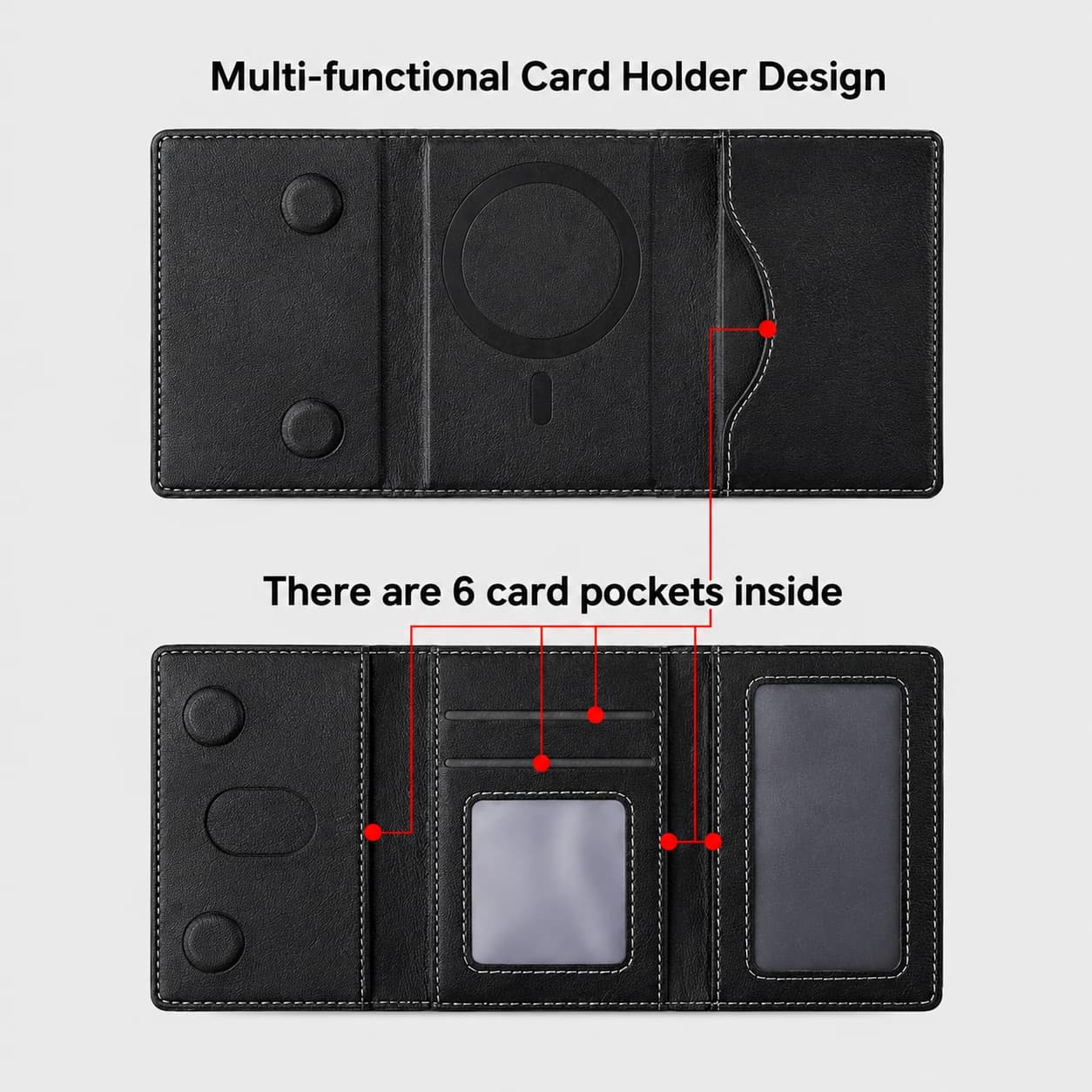 Highlark Magnetic Phone Card Holder Wallet for Men & Women | 6 Card Slots | Slim Premium Black Wallet 2