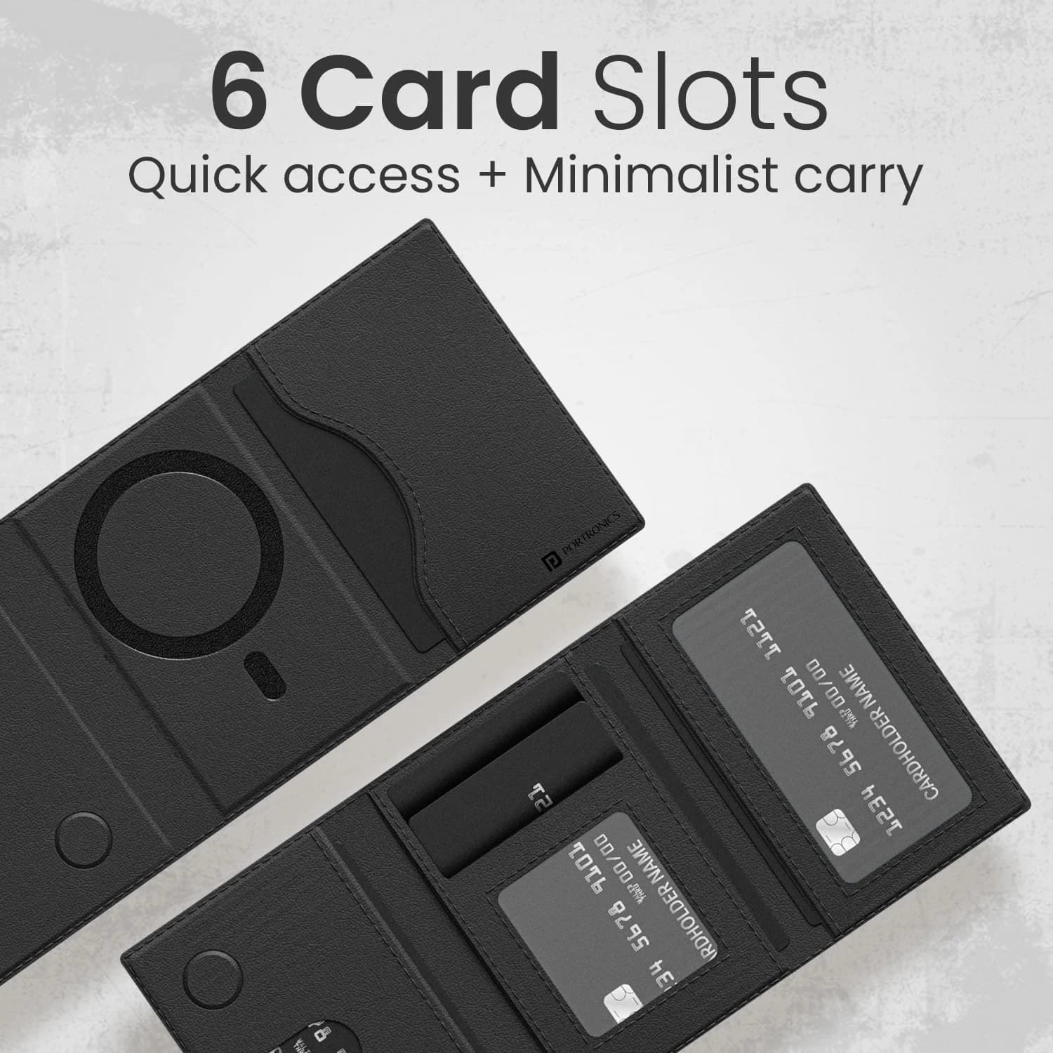 Highlark Magnetic Phone Card Holder Wallet for Men & Women | 6 Card Slots | Slim Premium Black Wallet 3