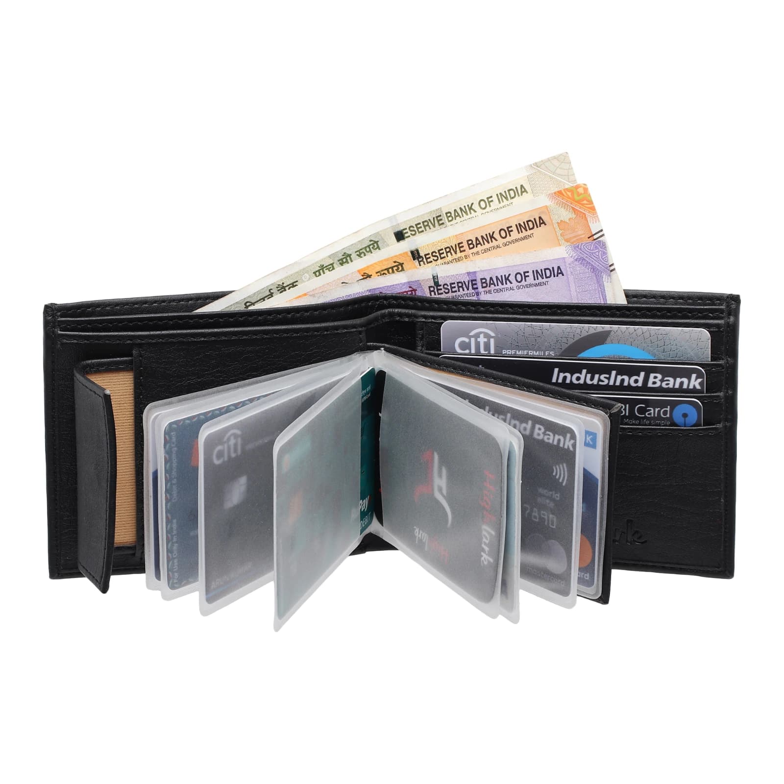 Highlark Executive Smooth Leather Bi-Fold Wallet – Midnight Black 1