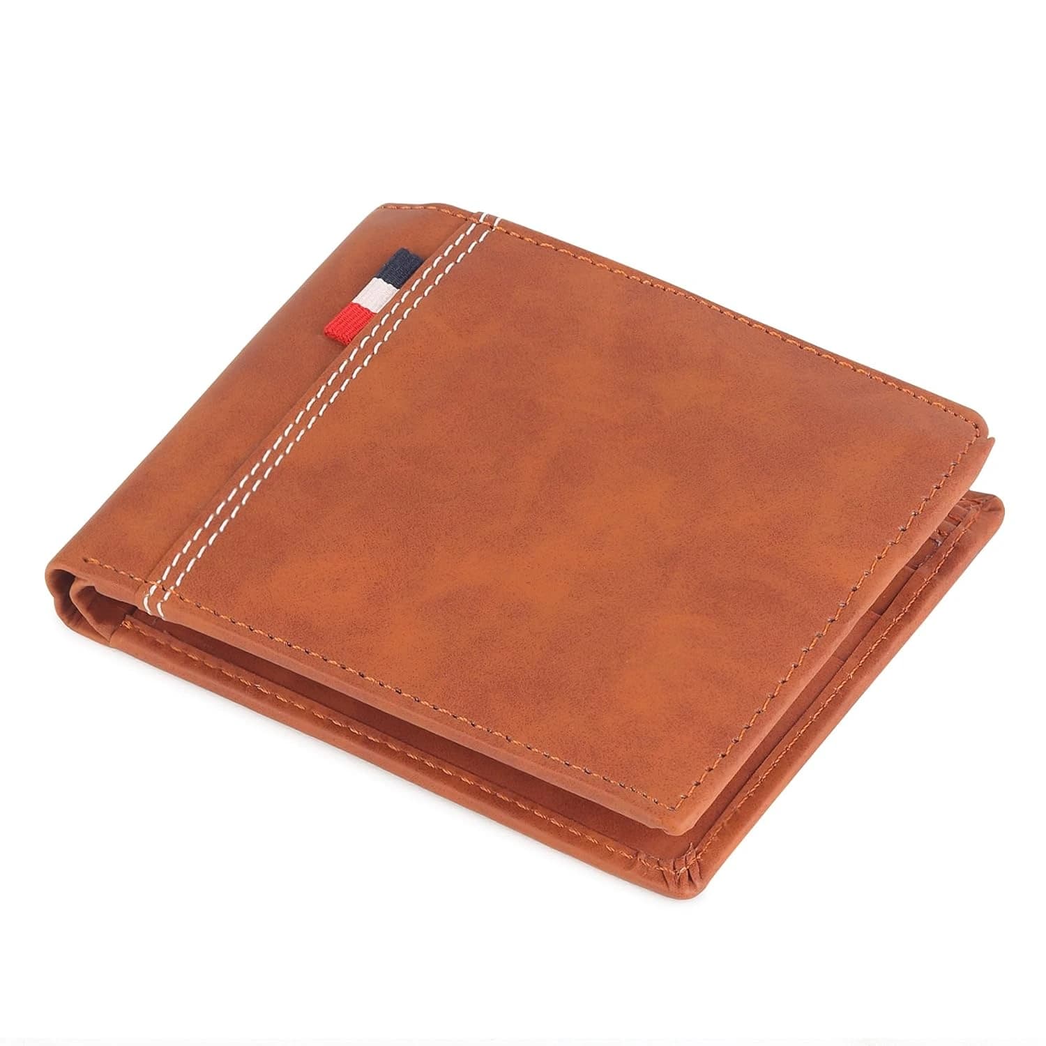 Highlark Tan Leather Bi-Fold Pocket Wallet – Striped Ribbon Accent 4