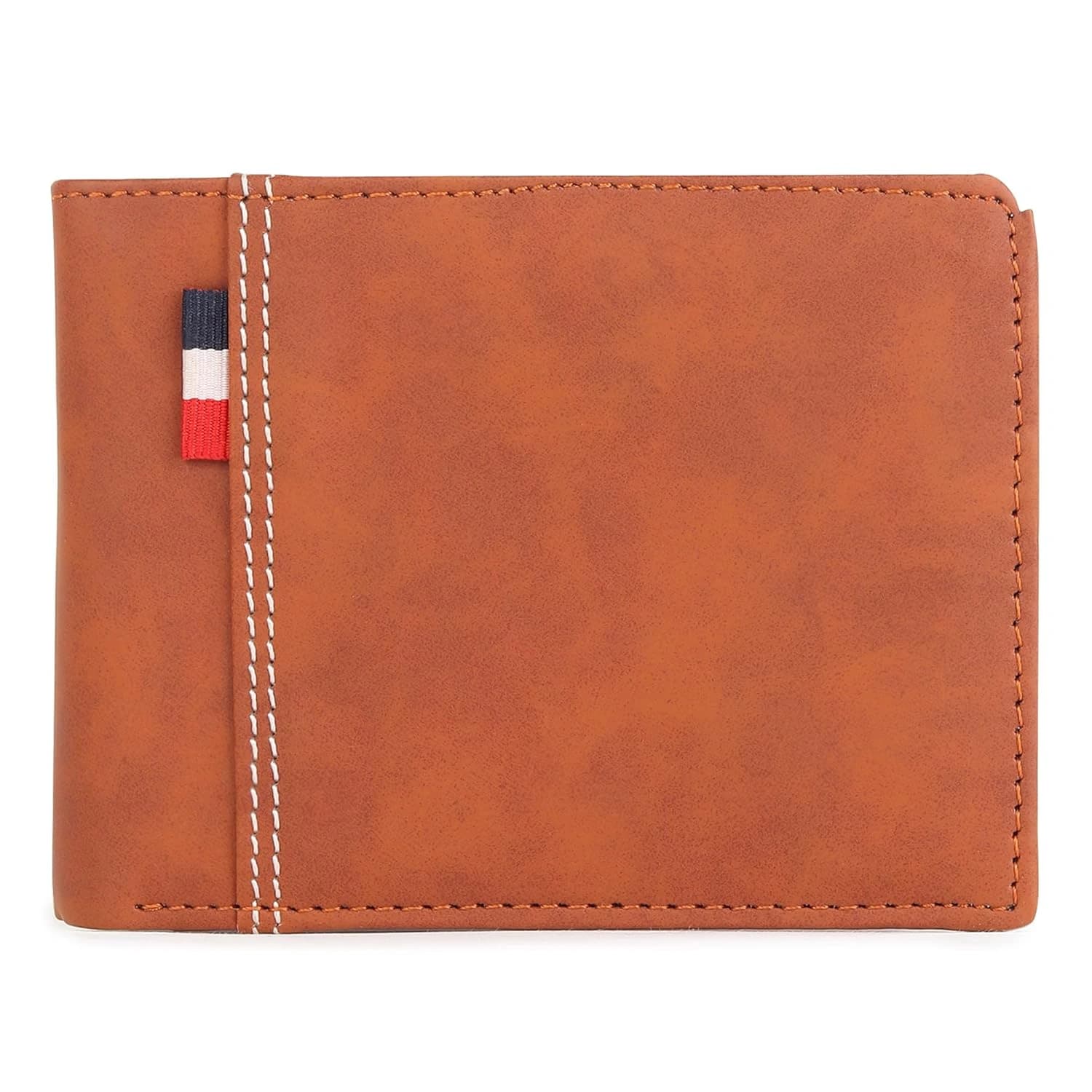 Highlark Tan Leather Bi-Fold Pocket Wallet – Striped Ribbon Accent 1