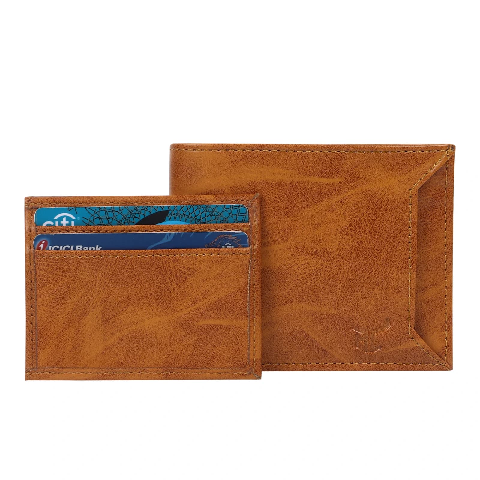 Highlark men's Textured Tan Leather Bi-Fold Wallet with Quick-Access Card Slot 3