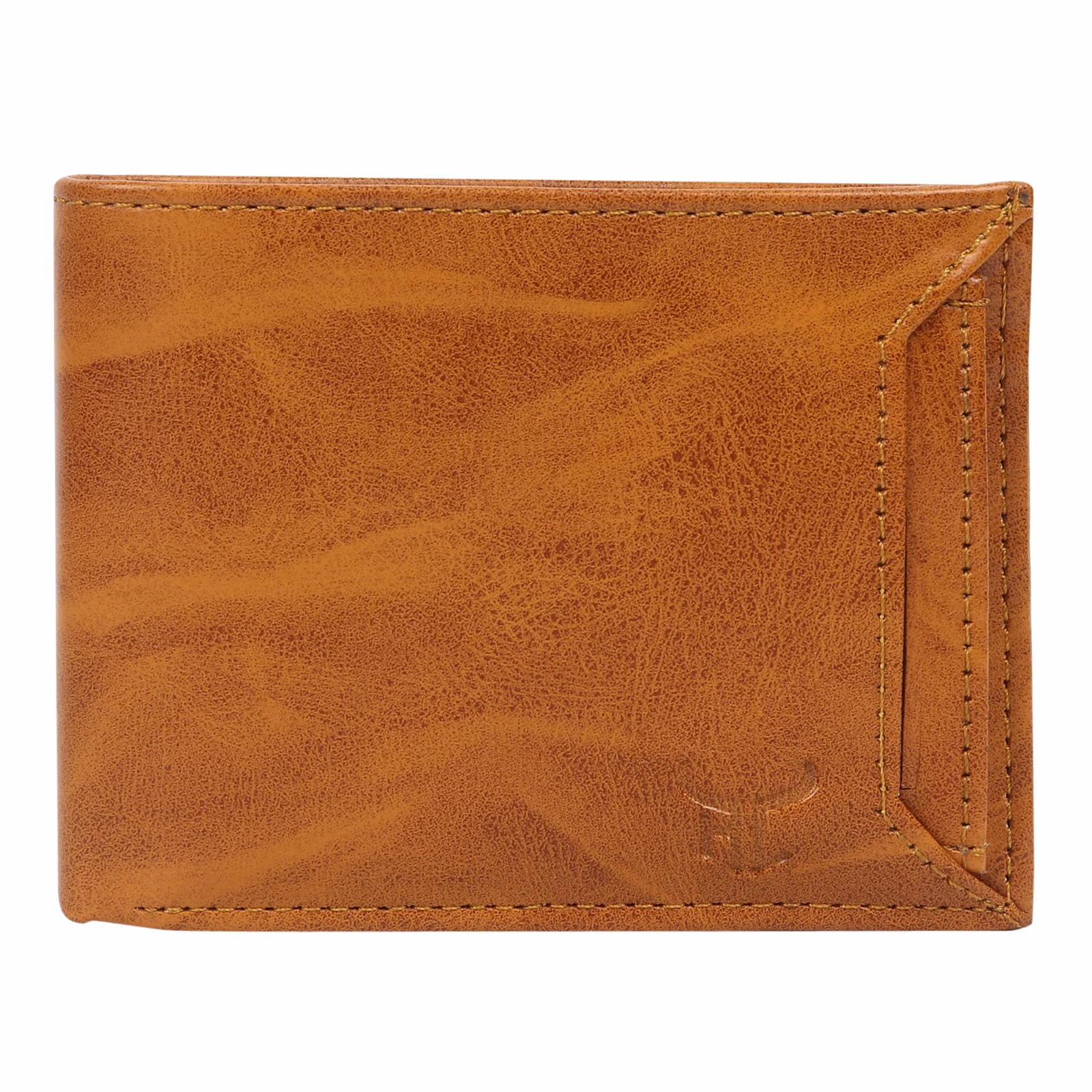 Highlark men's Textured Tan Leather Bi-Fold Wallet with Quick-Access Card Slot 6