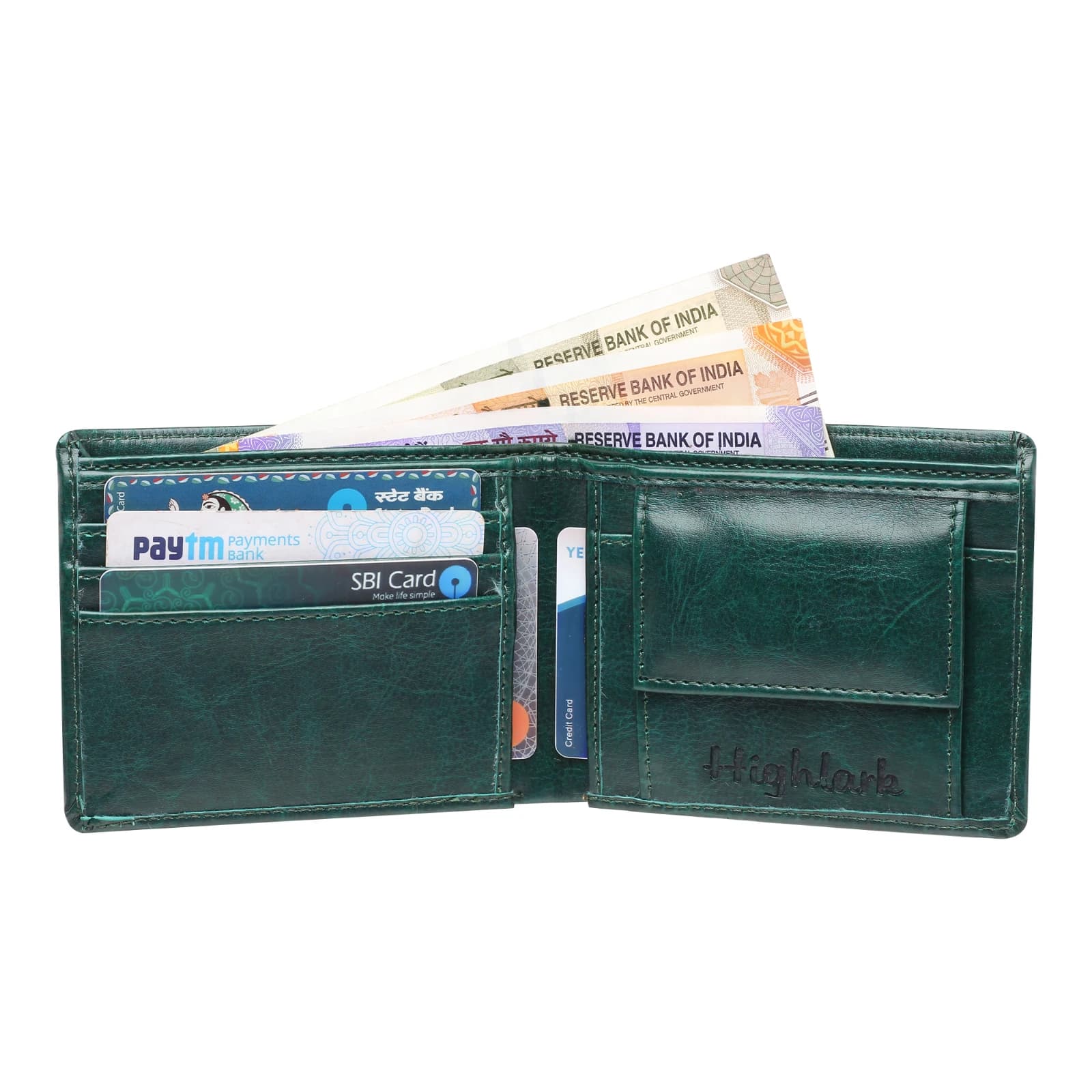 Highlark Vintage Marbled Green Leather Bi-Fold Pocket Wallet 5
