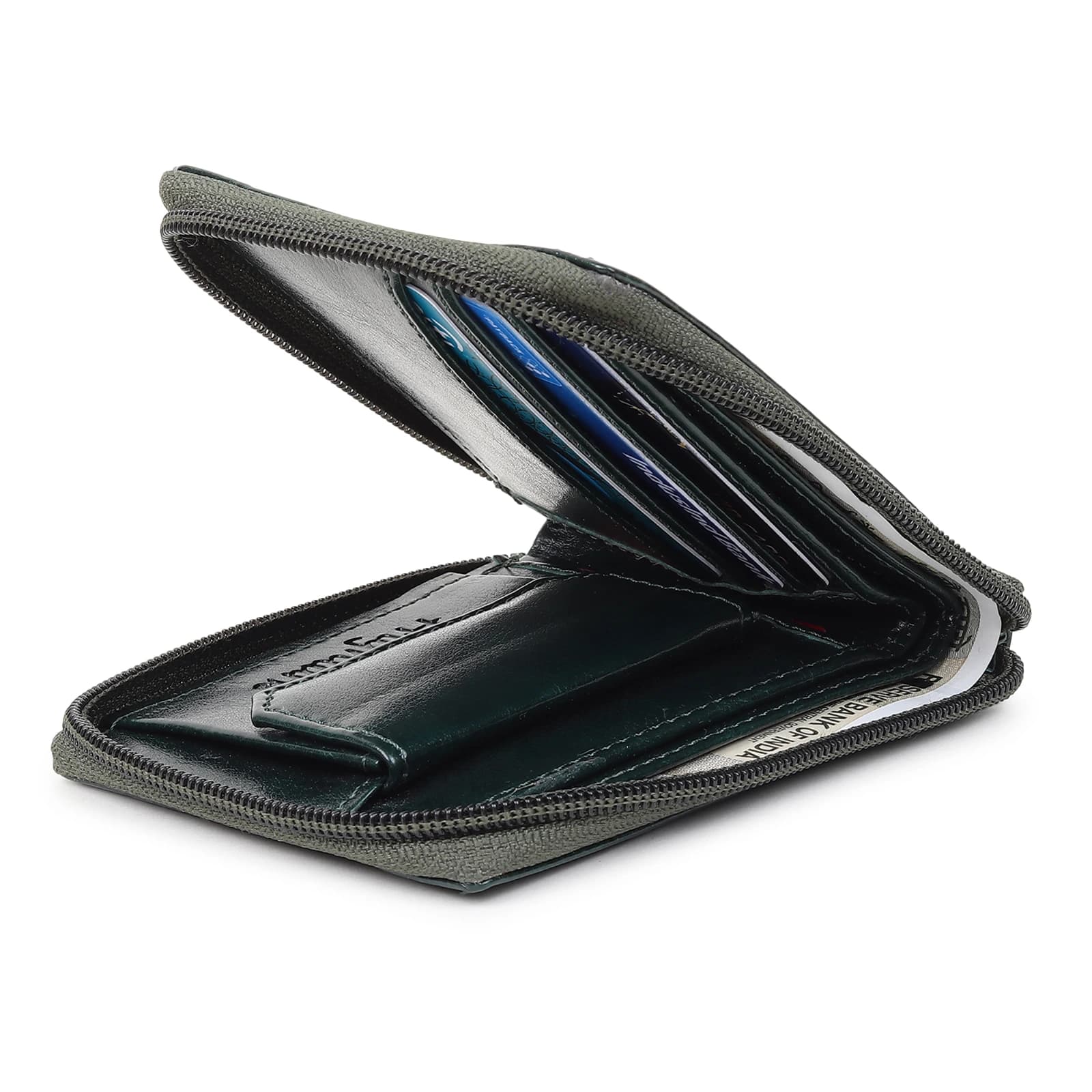 Highlark Men's Zip-Around Leather Wallet – Deep Forest Green 4