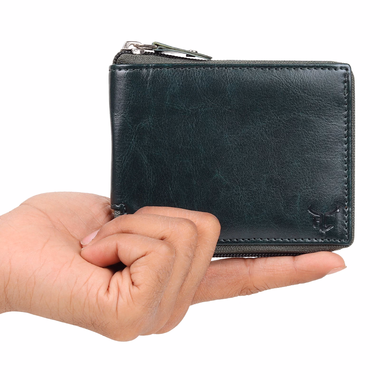 Highlark Men's Zip-Around Leather Wallet – Deep Forest Green 2