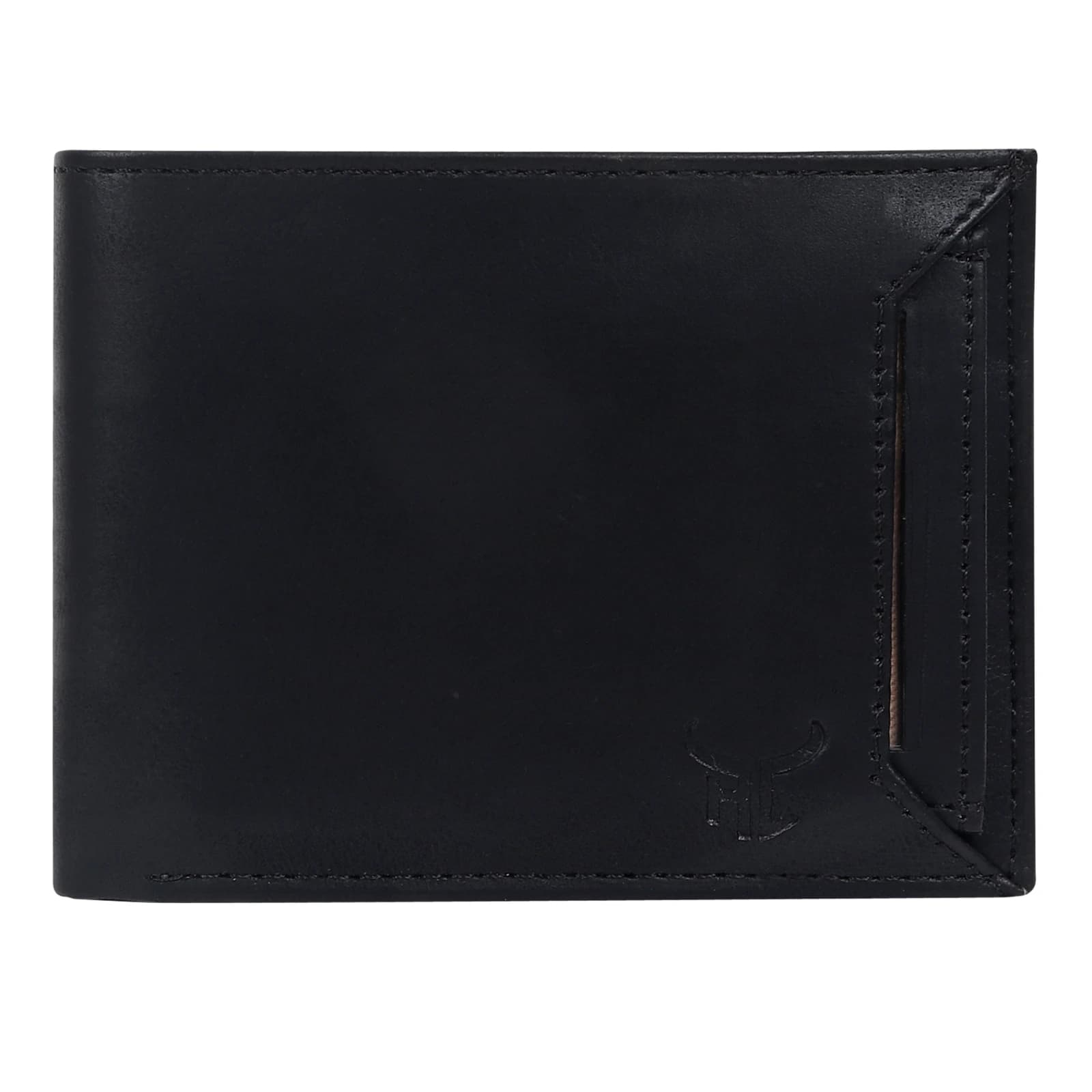 Highlark Executive Smooth Black Leather Bi-Fold Wallet – Outer Slip Pocket 2