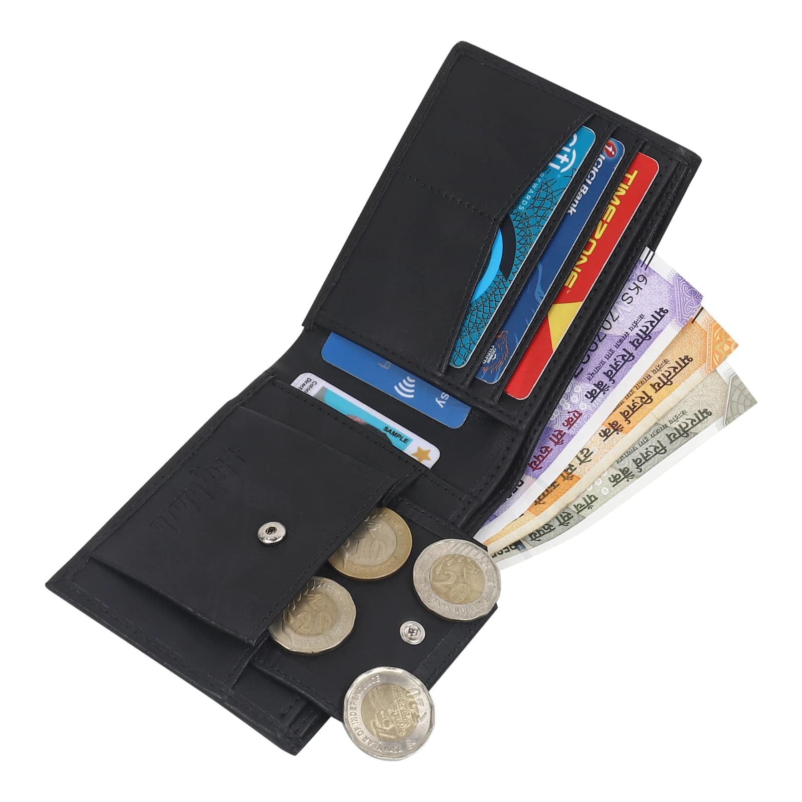 Highlark Executive Smooth Black Leather Bi-Fold Wallet – Outer Slip Pocket 5
