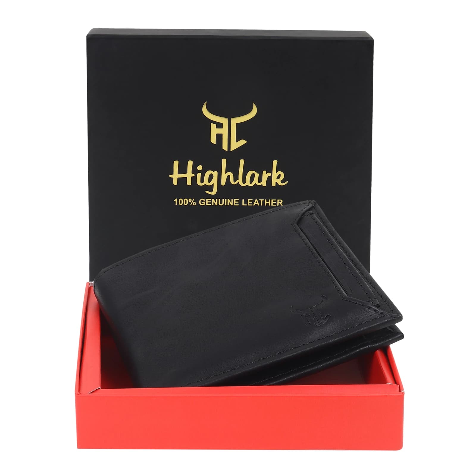 Highlark Executive Smooth Black Leather Bi-Fold Wallet – Outer Slip Pocket 6