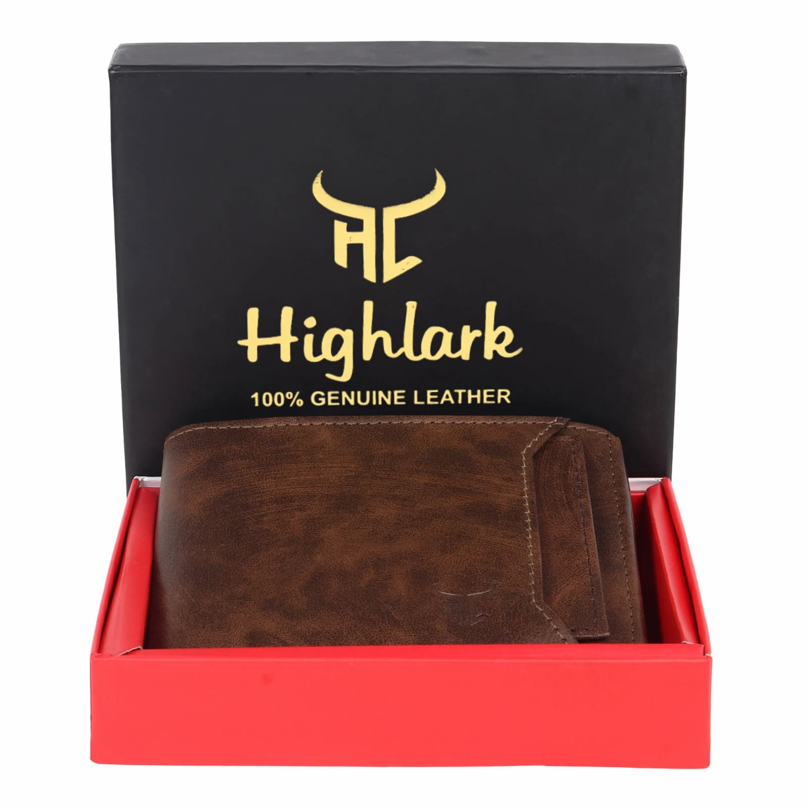 Highlark Men's RFID Protected PU Leather Bi-Fold Wallet with Quick-Access Card Slot – Distressed Brown 6