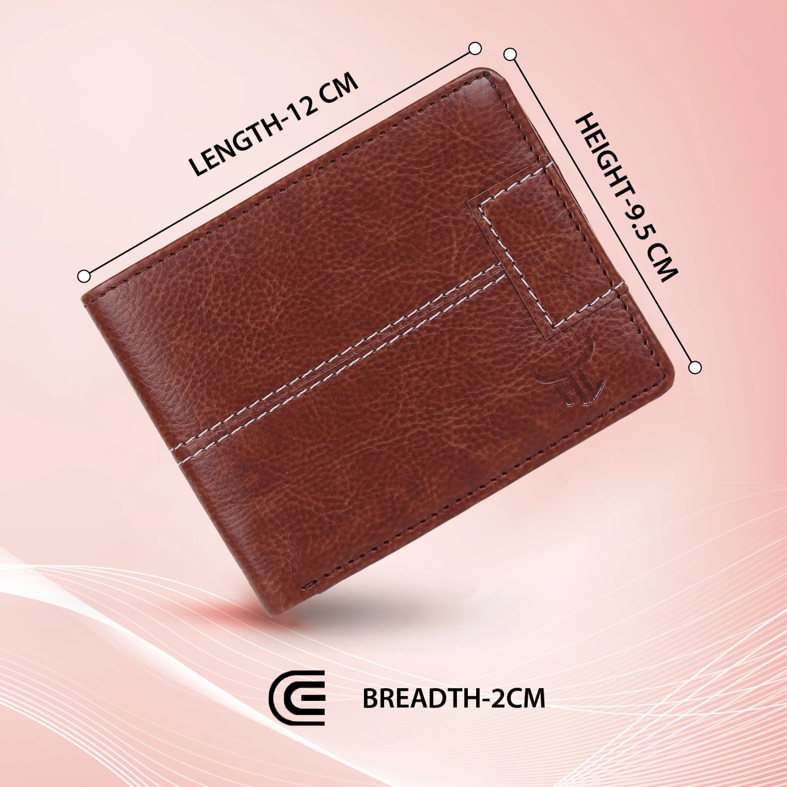 Highlark Classic Cognac Brown Leather Pocket Wallet – Contrast Stripe 2