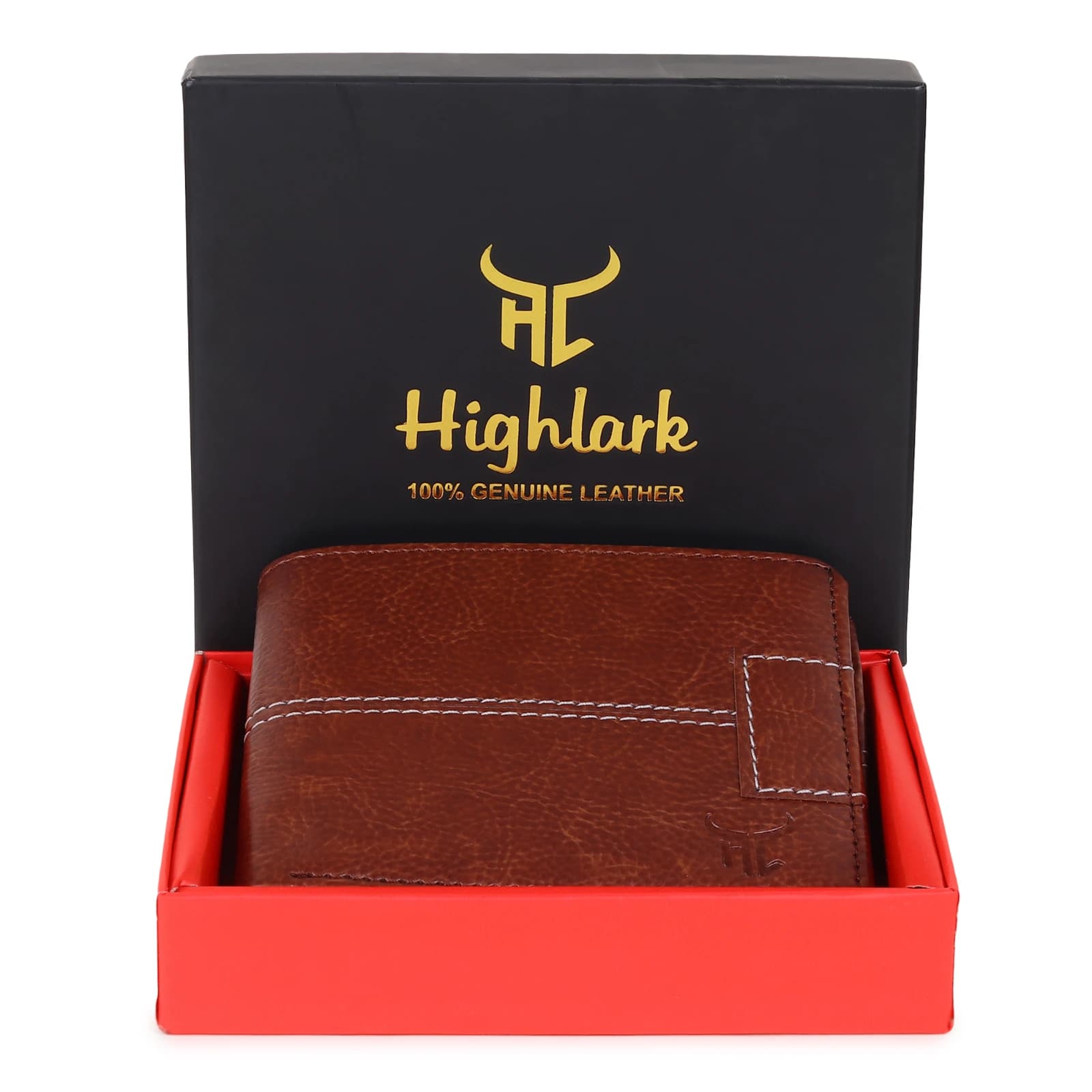 Highlark Classic Cognac Brown Leather Pocket Wallet – Contrast Stripe 7