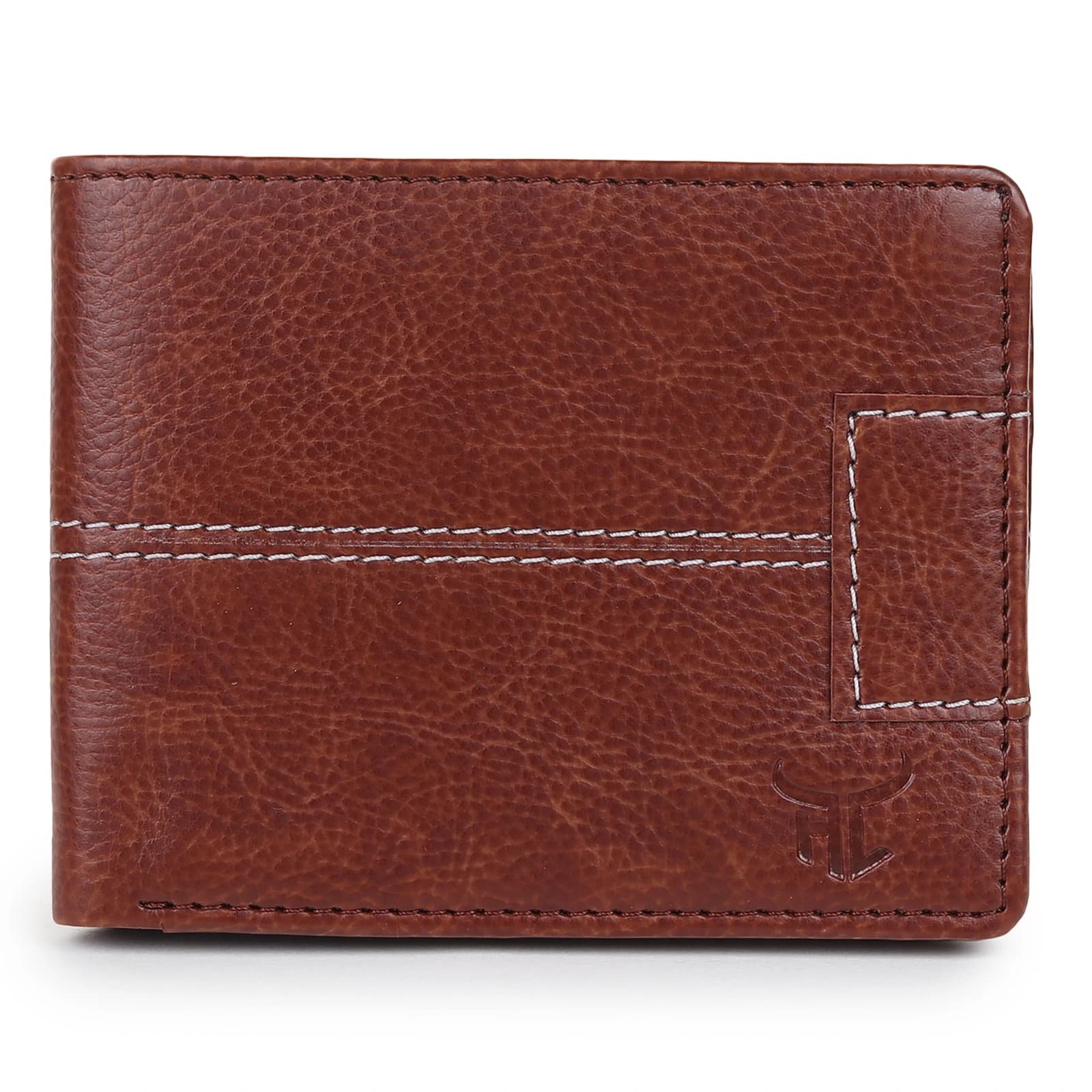 Highlark Classic Cognac Brown Leather Pocket Wallet – Contrast Stripe 1