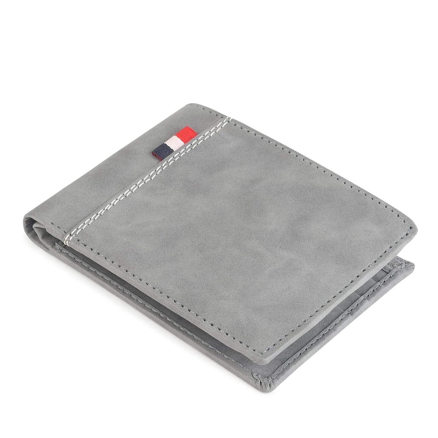 Highlark Slate Grey Leather Bi-Fold Pocket Wallet – Striped Ribbon Detail 3