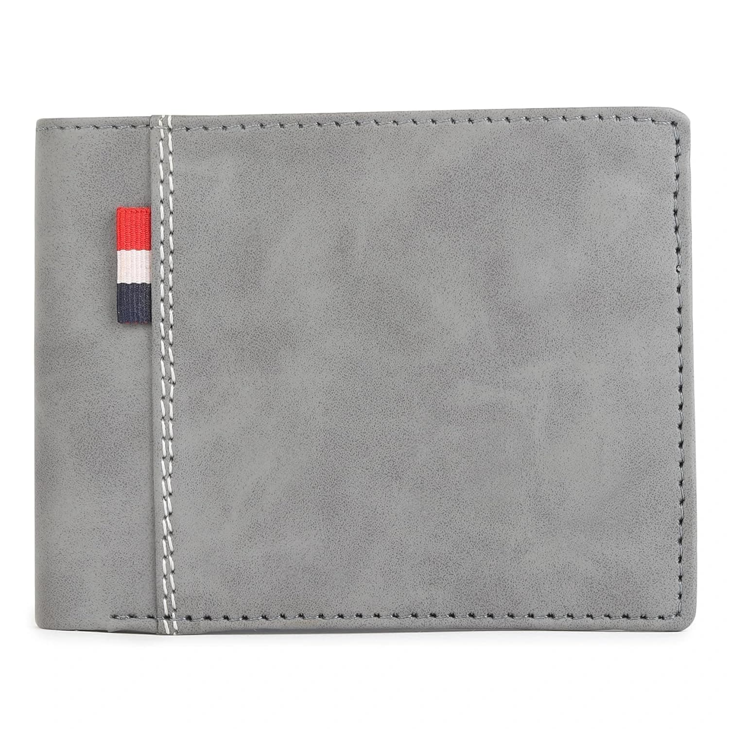 Highlark Slate Grey Leather Bi-Fold Pocket Wallet – Striped Ribbon Detail 2