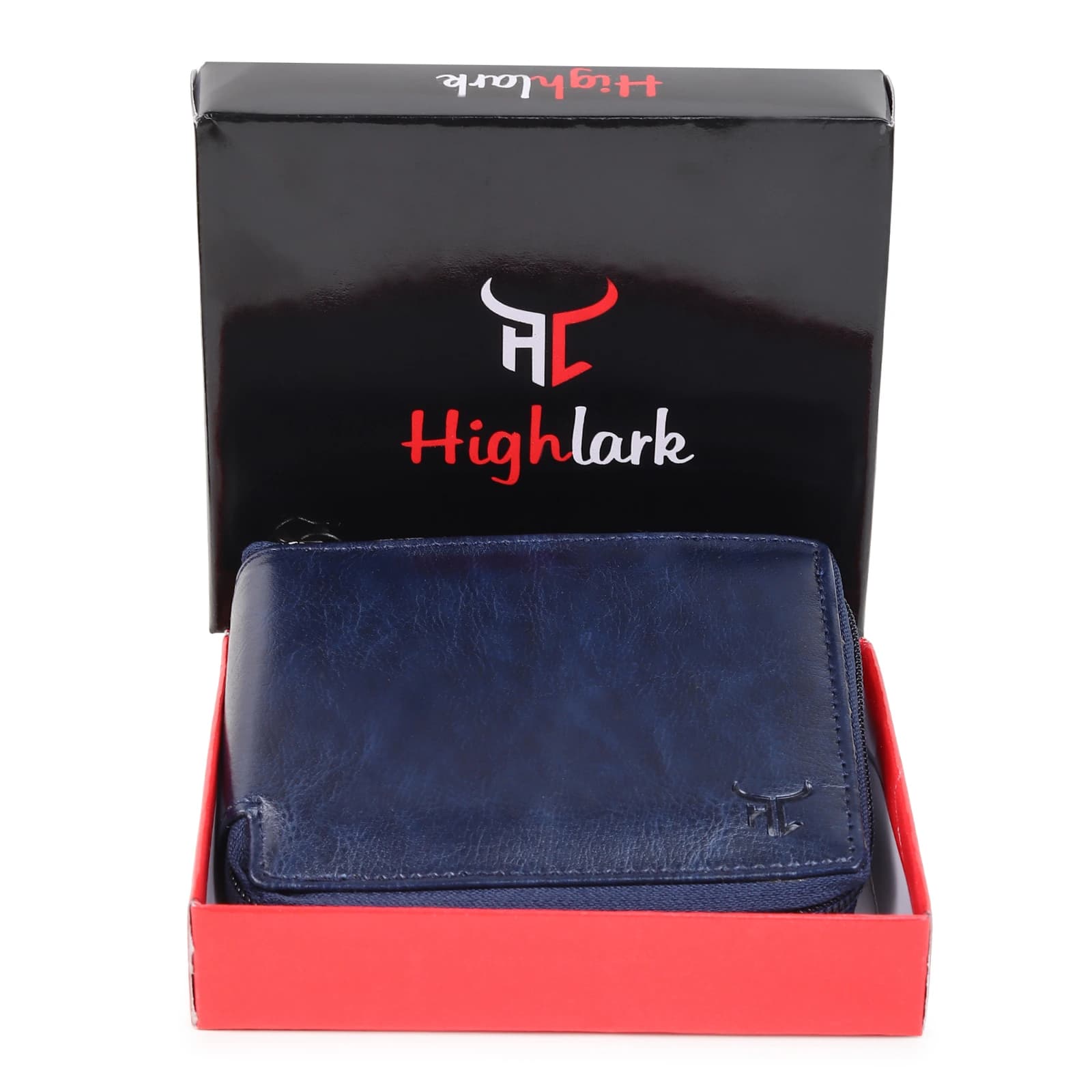 Highlark Secure Full-Zip Leather Pocket Wallet – Midnight Blue 1