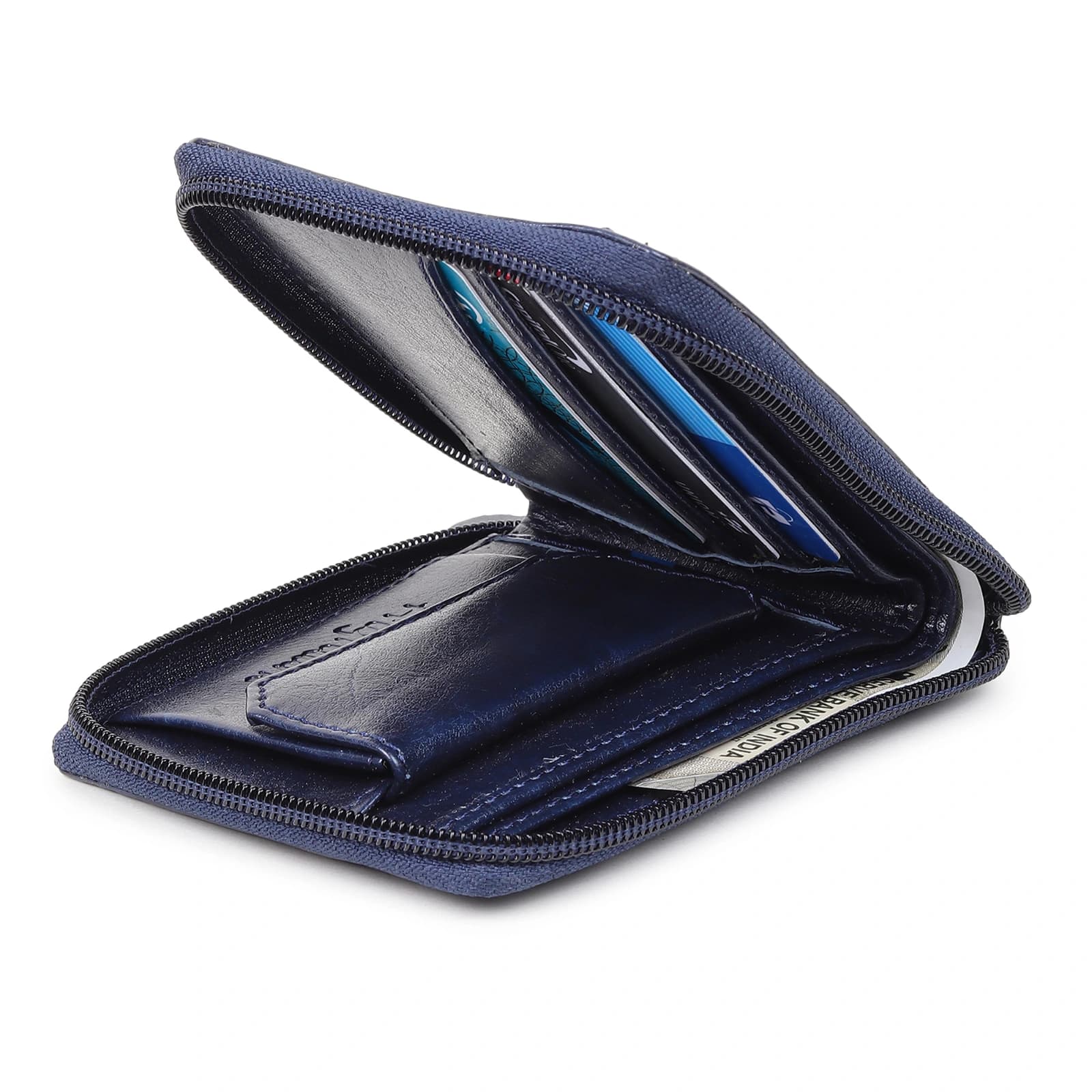 Highlark Secure Full-Zip Leather Pocket Wallet – Midnight Blue 4