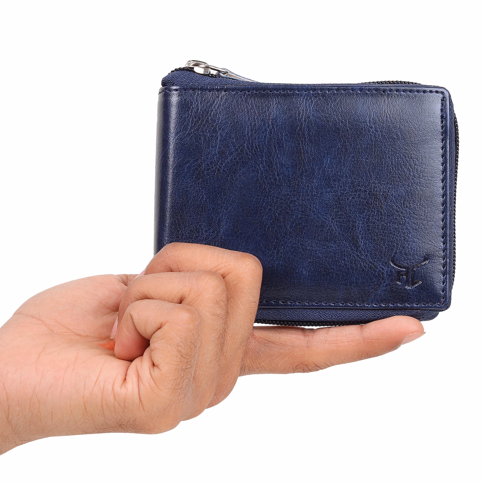 Highlark Secure Full-Zip Leather Pocket Wallet – Midnight Blue 3