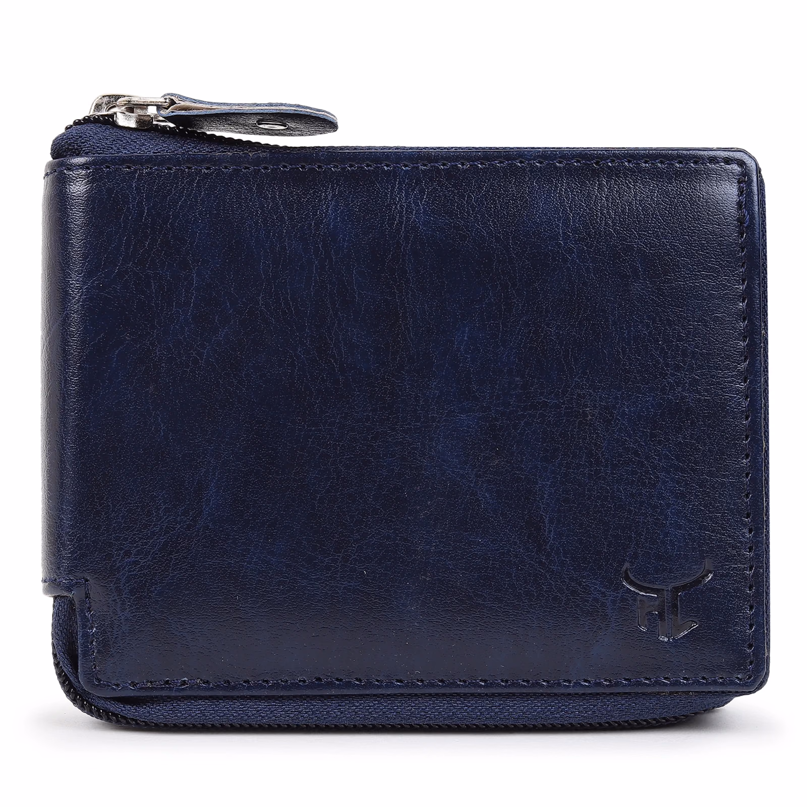 Highlark Secure Full-Zip Leather Pocket Wallet – Midnight Blue 2