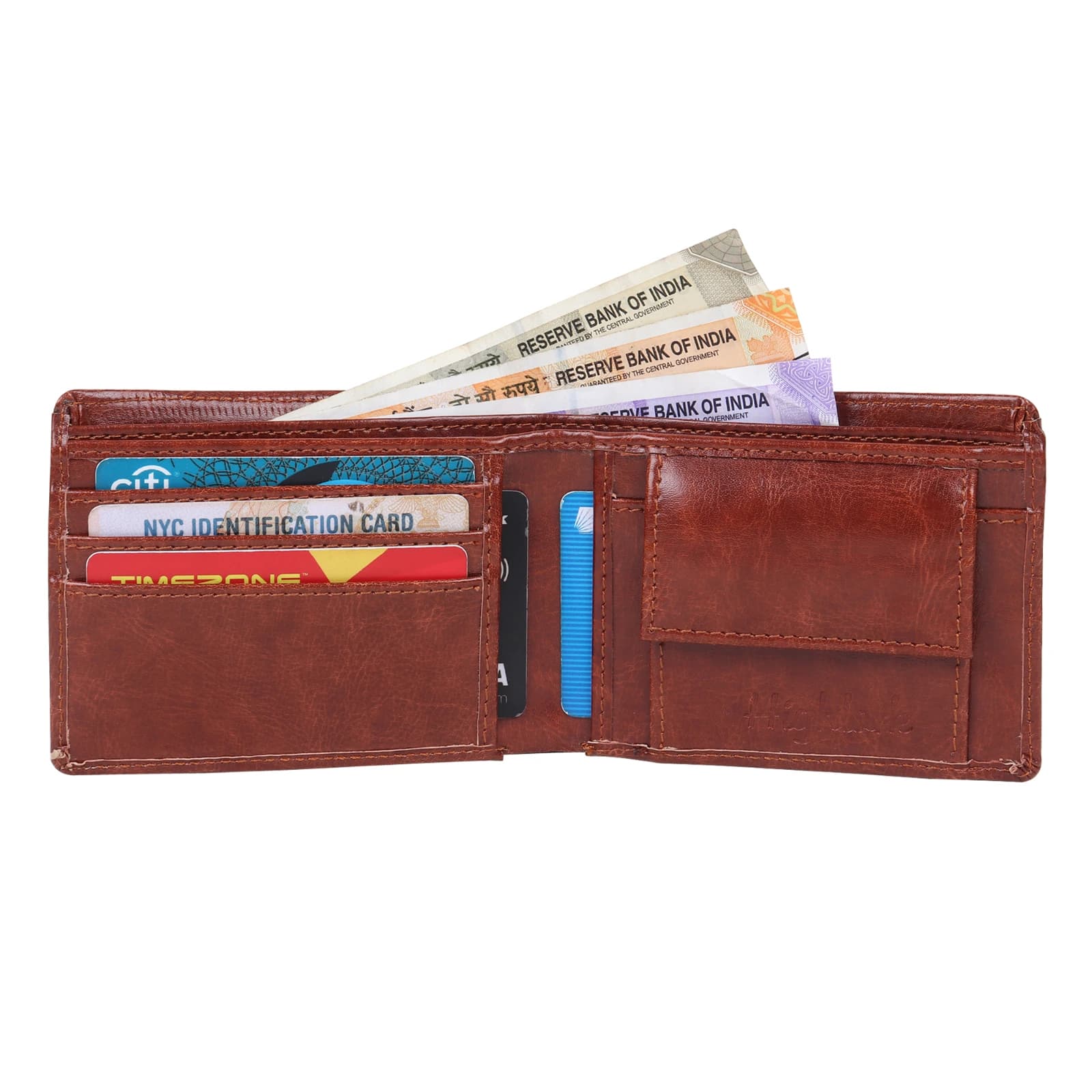 Highlark Vintage Marbled Tan Leather Bi-Fold Pocket Wallet 4