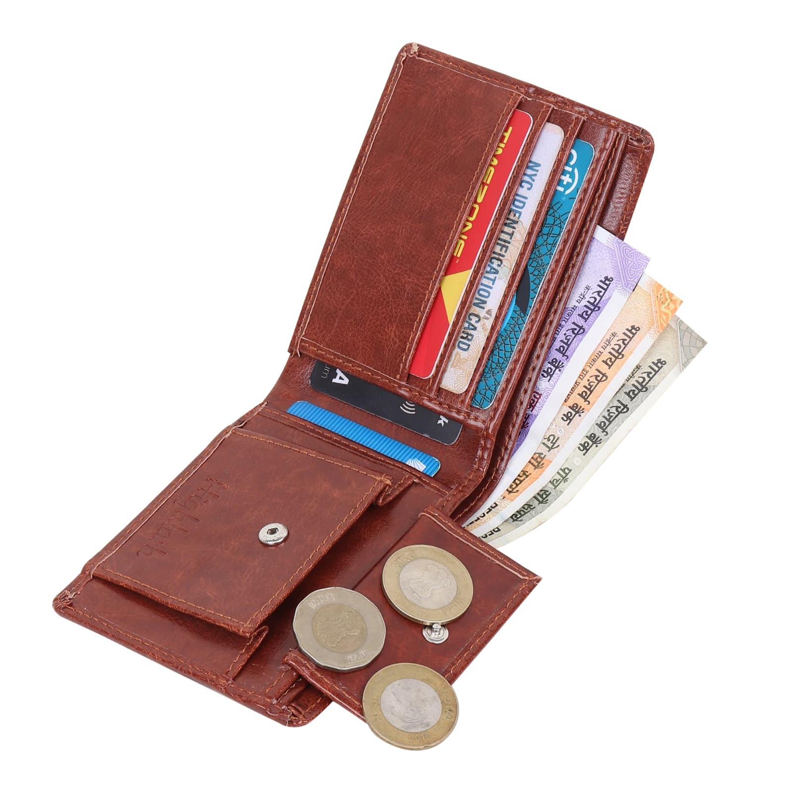 Highlark Vintage Marbled Tan Leather Bi-Fold Pocket Wallet 5