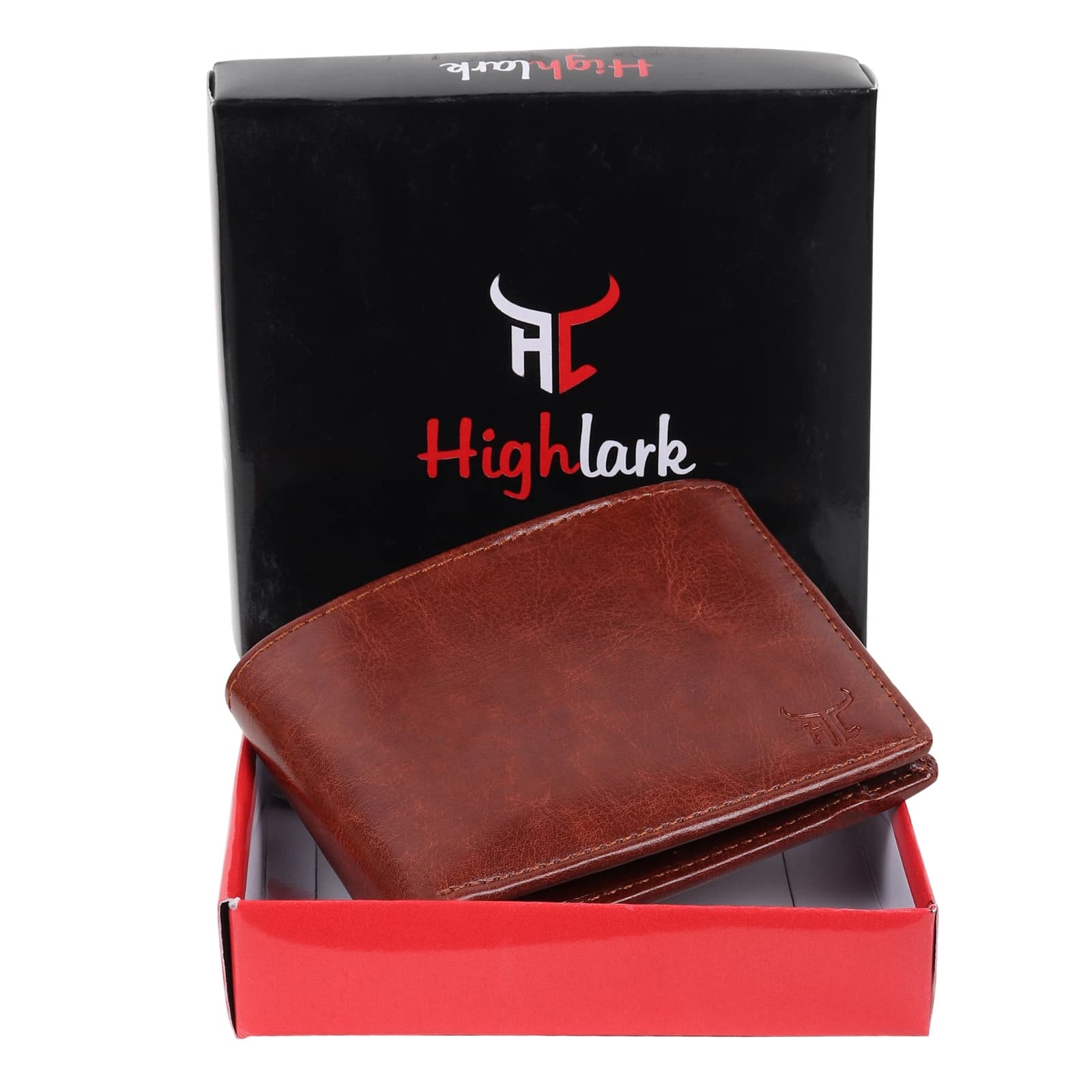 Highlark Vintage Marbled Tan Leather Bi-Fold Pocket Wallet 1