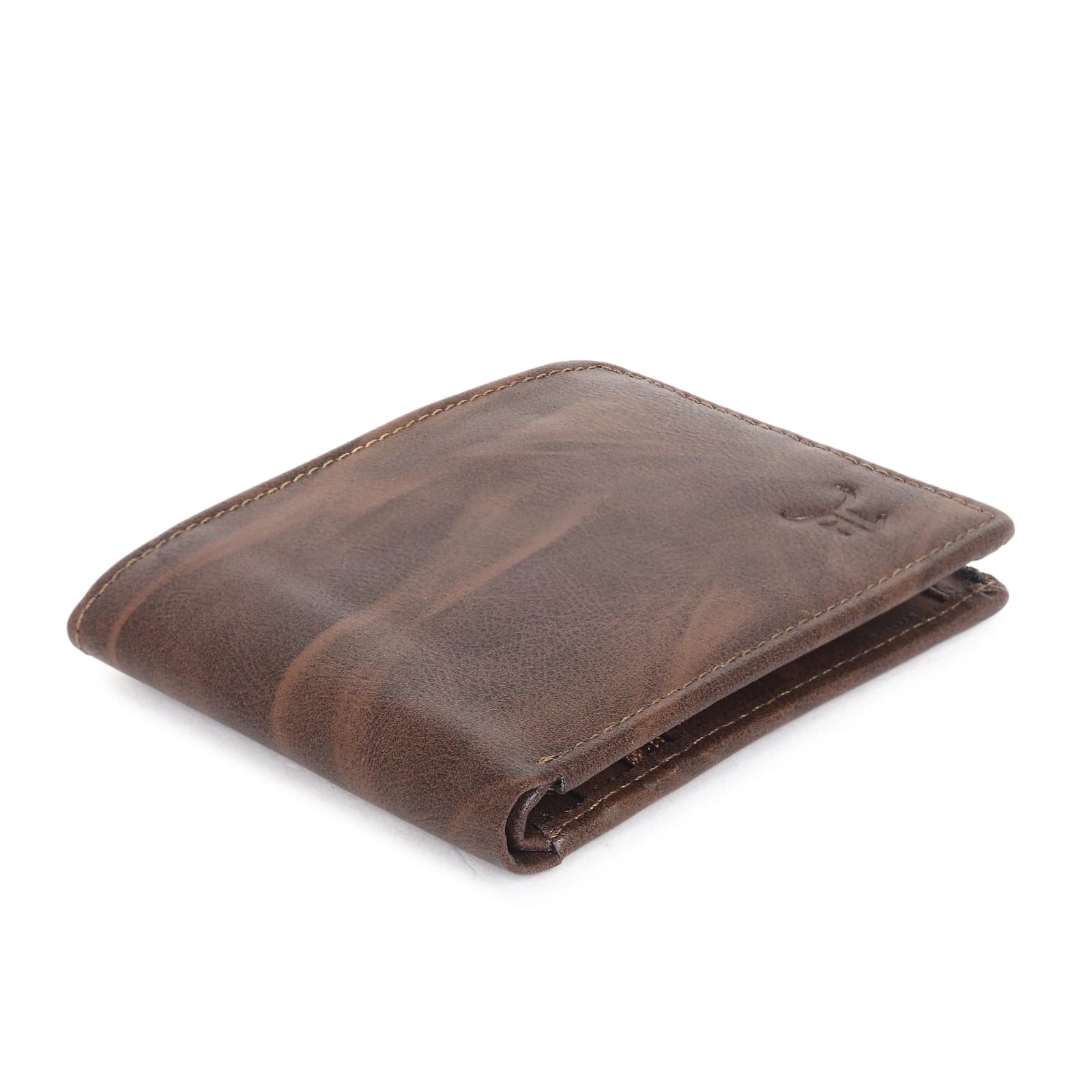 Highlark Men's Slim Textured Brown Bi-Fold Wallet – Interior Zipper Coin Pocket and Cash Card Organizer 5