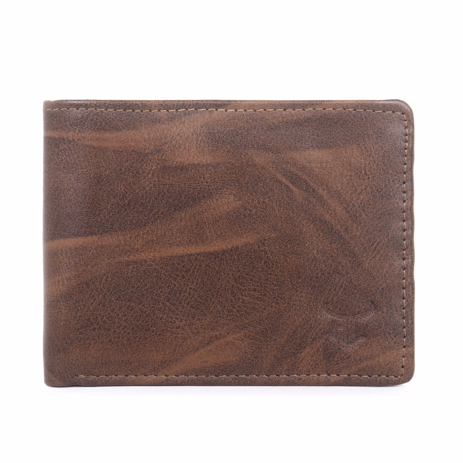 Highlark Men's Slim Textured Brown Bi-Fold Wallet – Interior Zipper Coin Pocket and Cash Card Organizer 2