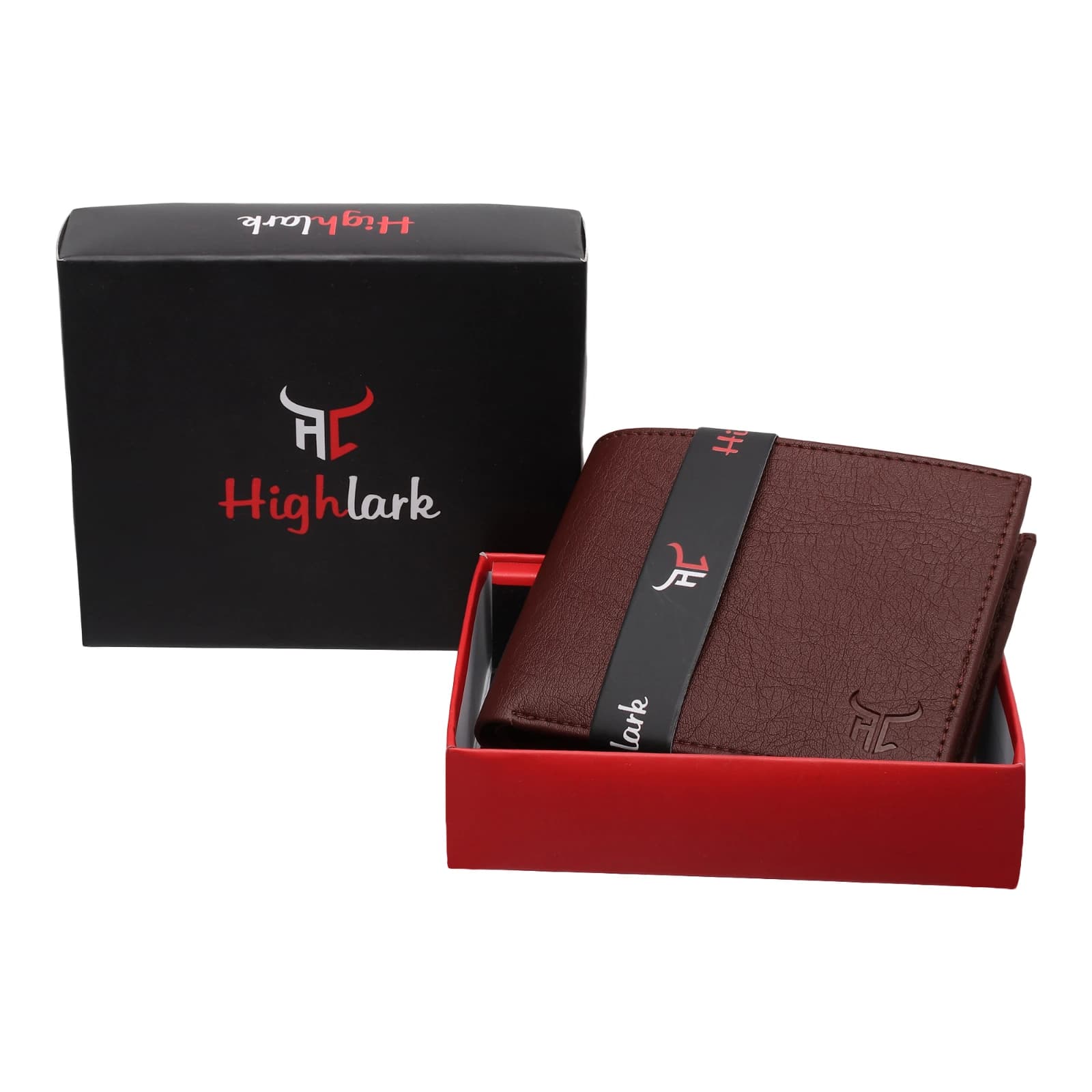 Highlark Men's Slim Textured Maroon Leather Bi-Fold Wallet – Scratch-Resistant Pocket Card and Cash Holder with Embossed Logo 1