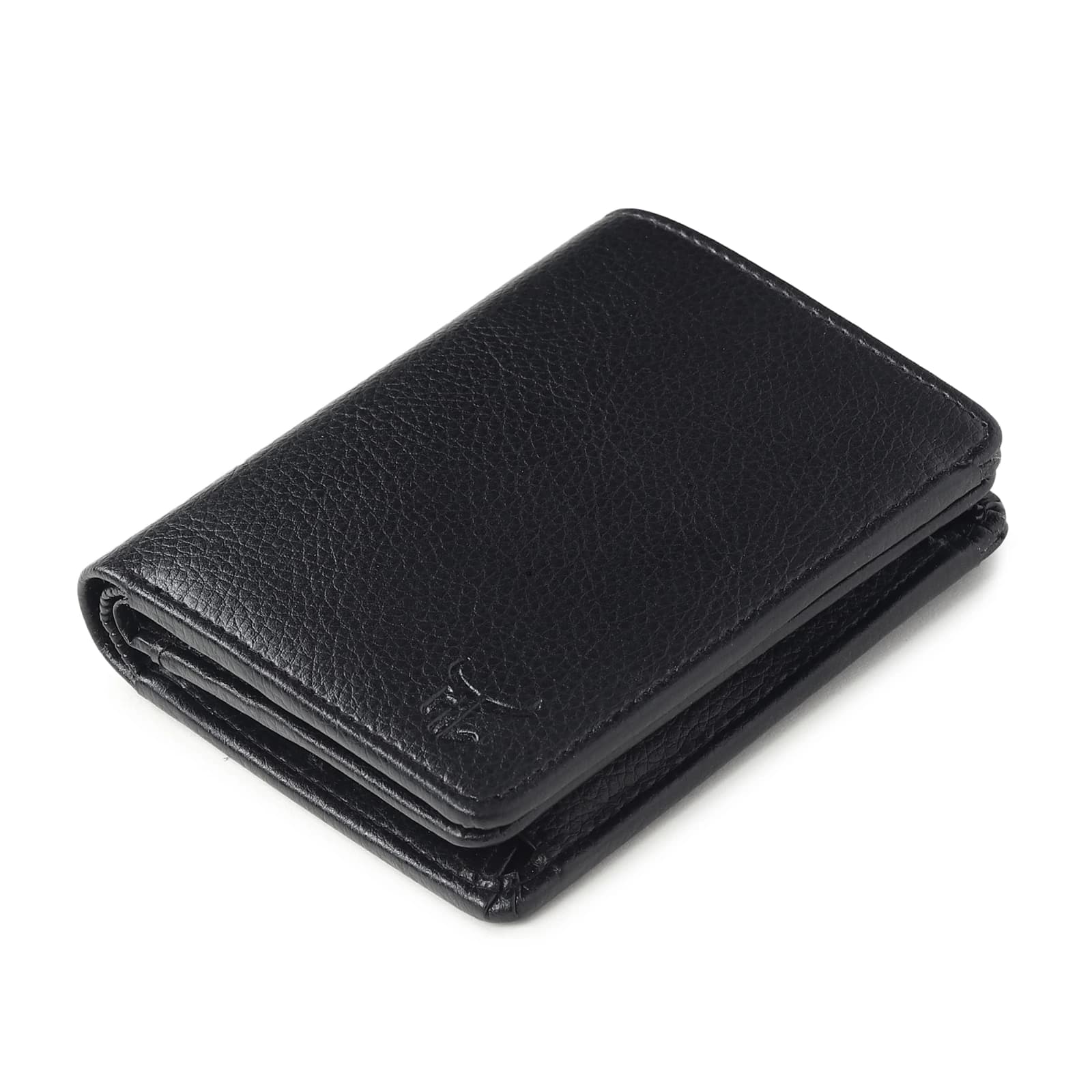 Highlark Men's Slim Textured Black Leather Bi-Fold Wallet – Double Contrast Stitching and Embossed Logo 5