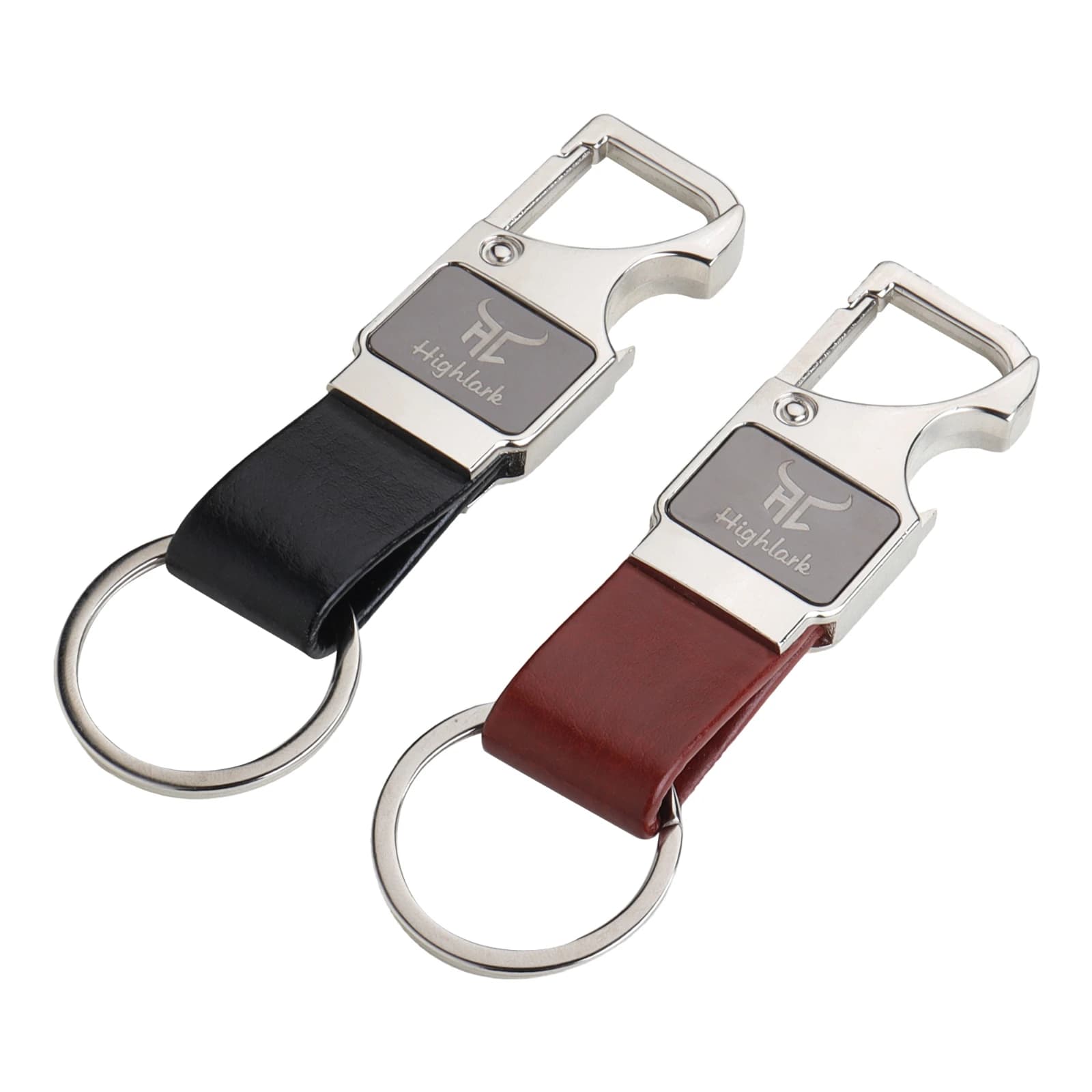 Highlark Heavy Duty Leather Keychain for Men – Metal Carabiner Clip Keyring with Built-in Bottle Opener for Bike & Car Keys 1