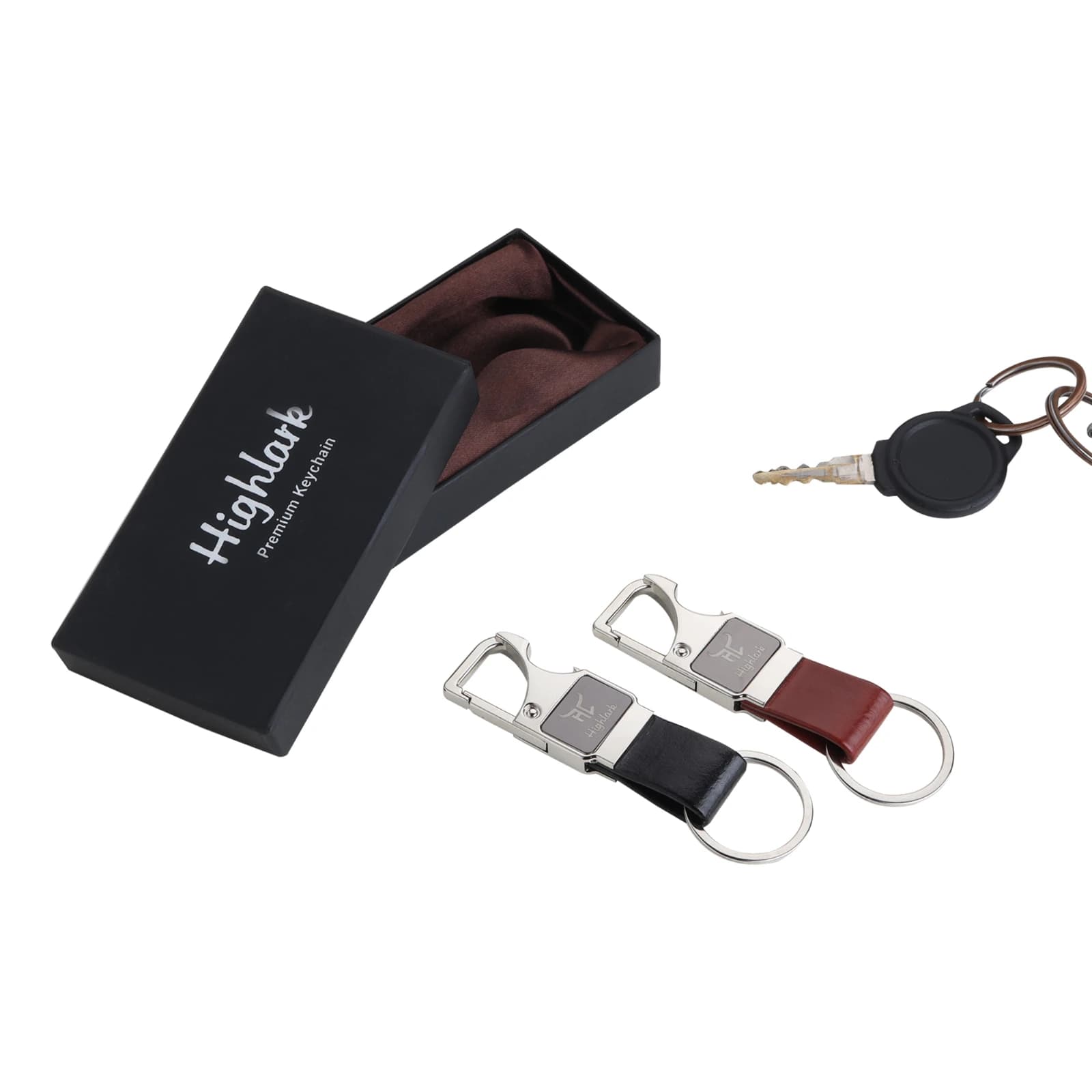 Highlark Heavy Duty Leather Keychain for Men – Metal Carabiner Clip Keyring with Built-in Bottle Opener for Bike & Car Keys 3