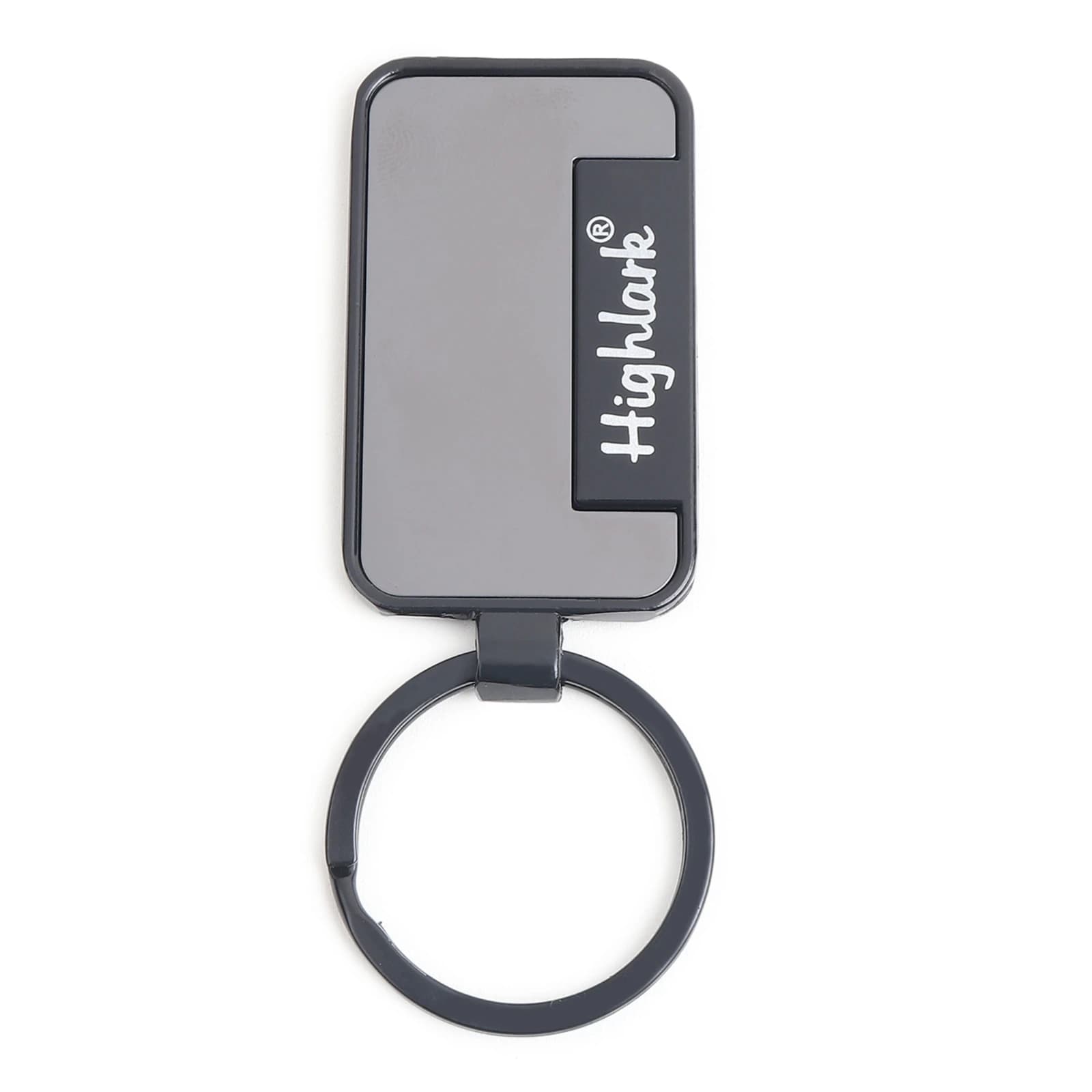 Highlark Minimalist Rectangular Metal Keychain – Matte Black & Gunmetal 1