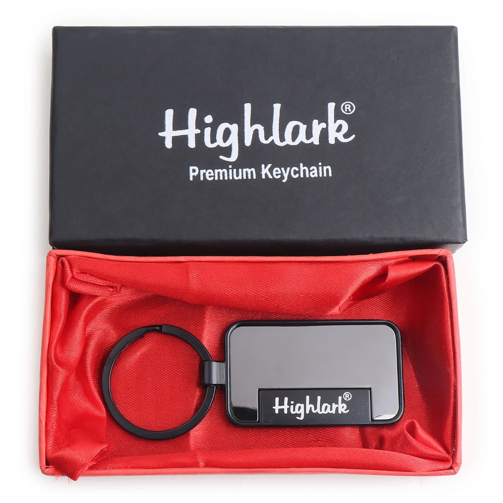 Highlark Minimalist Rectangular Metal Keychain – Matte Black & Gunmetal 6