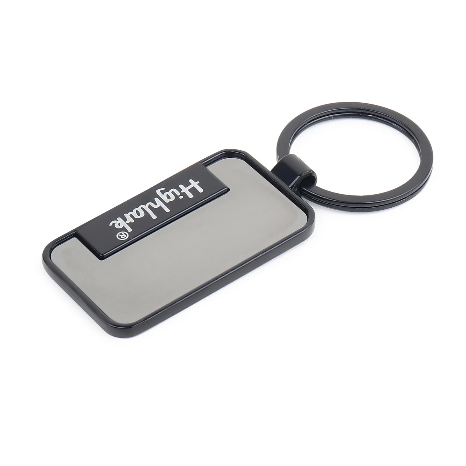 Highlark Minimalist Rectangular Metal Keychain – Matte Black & Gunmetal 2