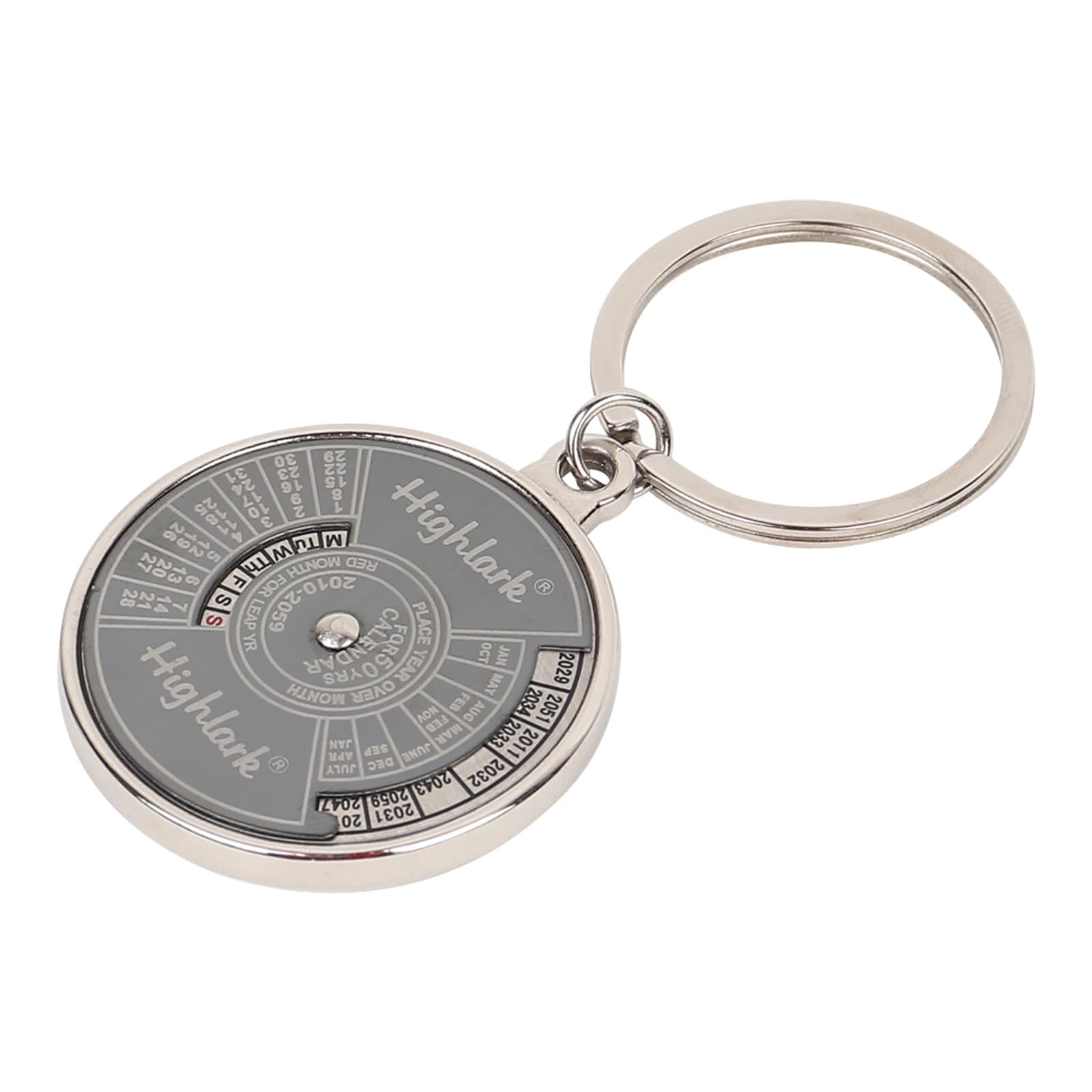 Highlark 50-Year Perpetual Calendar Metal Keychain – Polished Silver 2