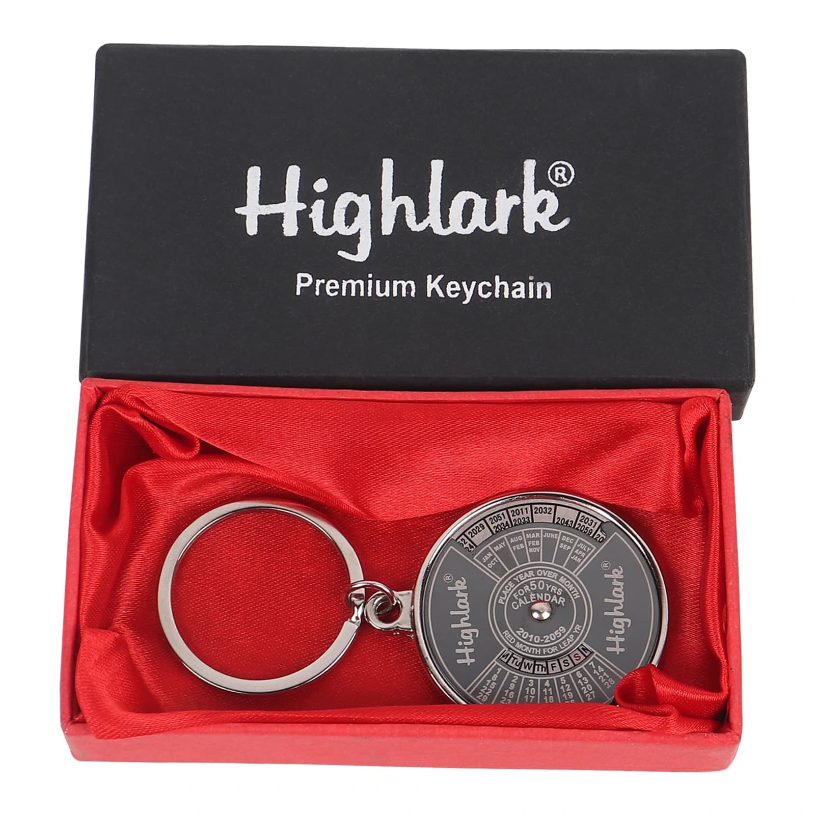 Highlark 50-Year Perpetual Calendar Metal Keychain – Polished Silver 1