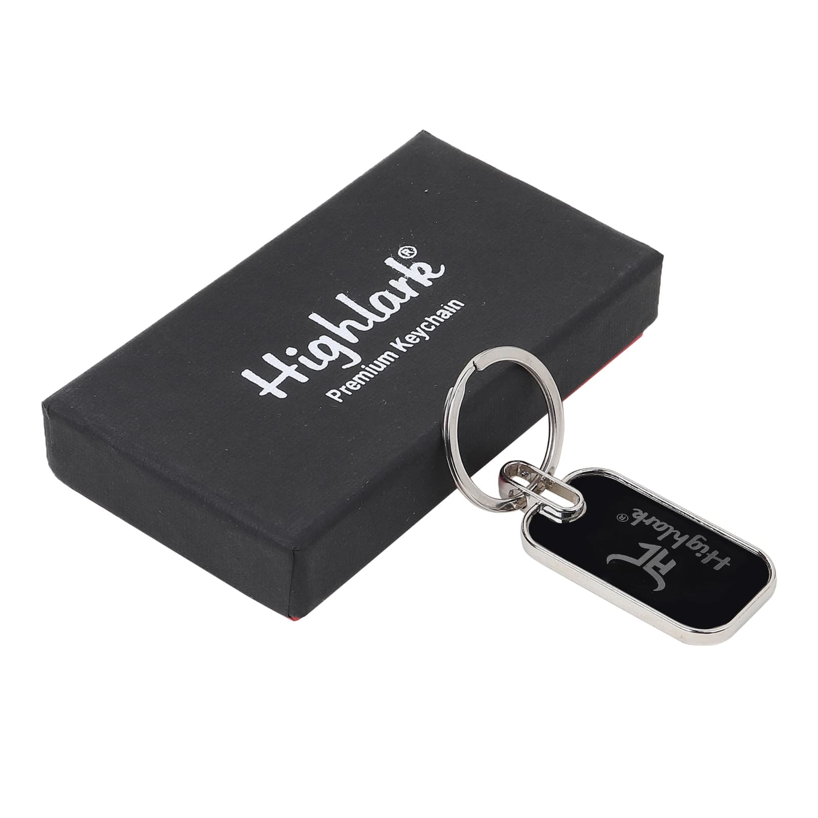 Highlark Dog Tag Metal Keychain – Gloss Black & Polished Silver 4