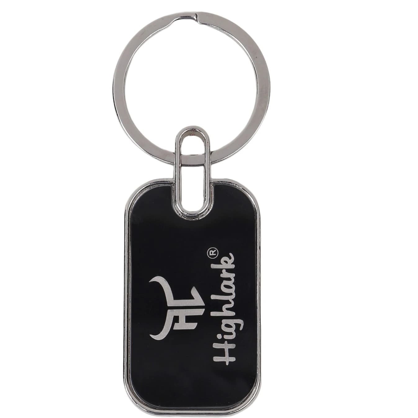 Highlark Dog Tag Metal Keychain – Gloss Black & Polished Silver 3
