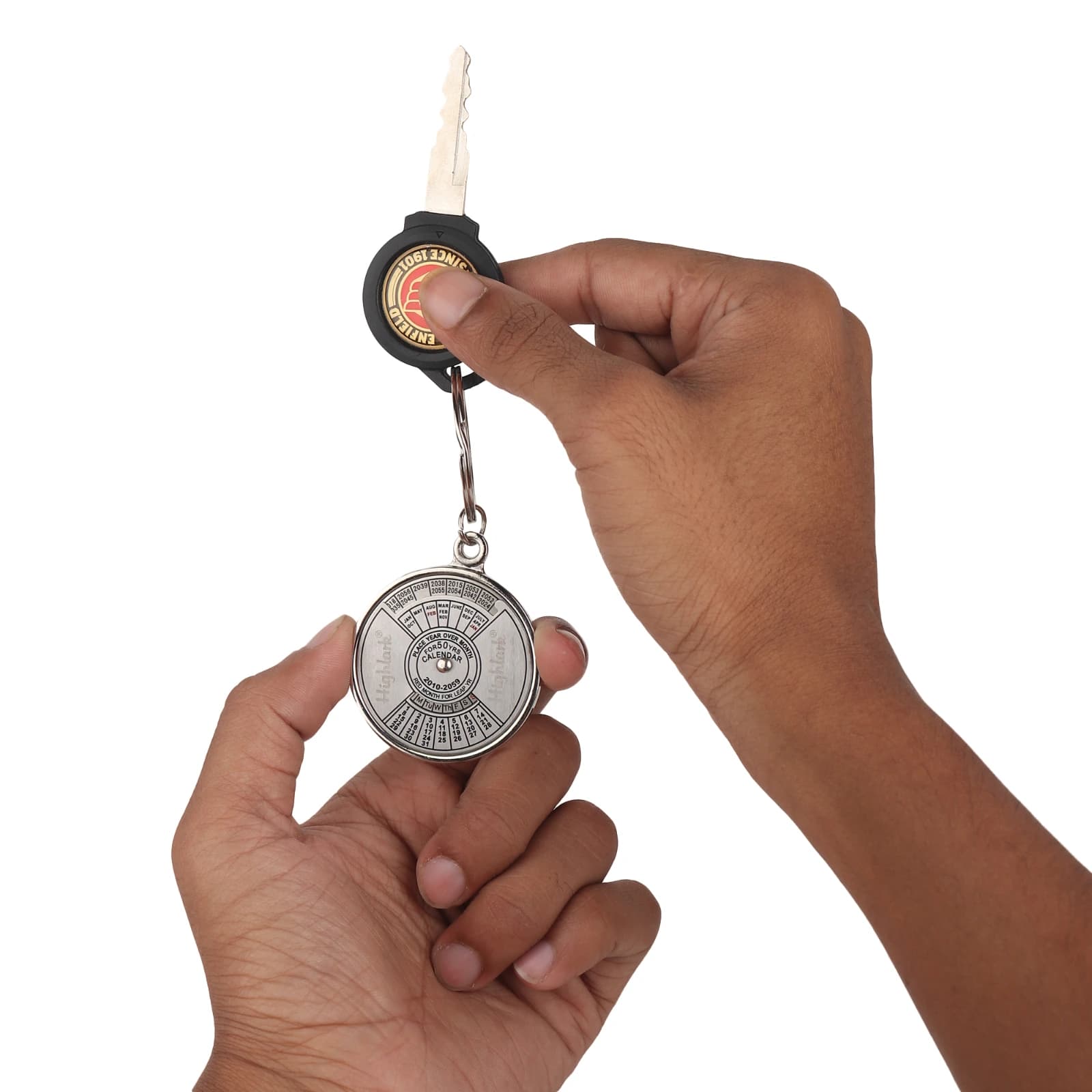 Highlark 50 Years Perpetual Calendar Keychain for Men – Rotating Metal Pocket Keyring for Car, Bike, and Home Keys 3