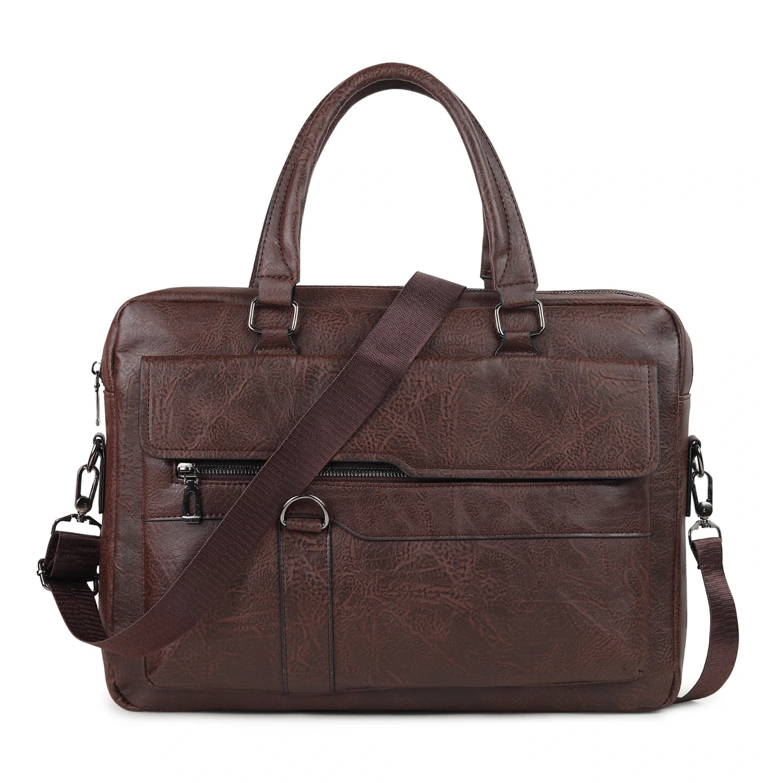 Highlark Executive Leather Laptop Messenger Bag with Flap Pocket & Shoulder Strap – Espresso Dark Brown 1